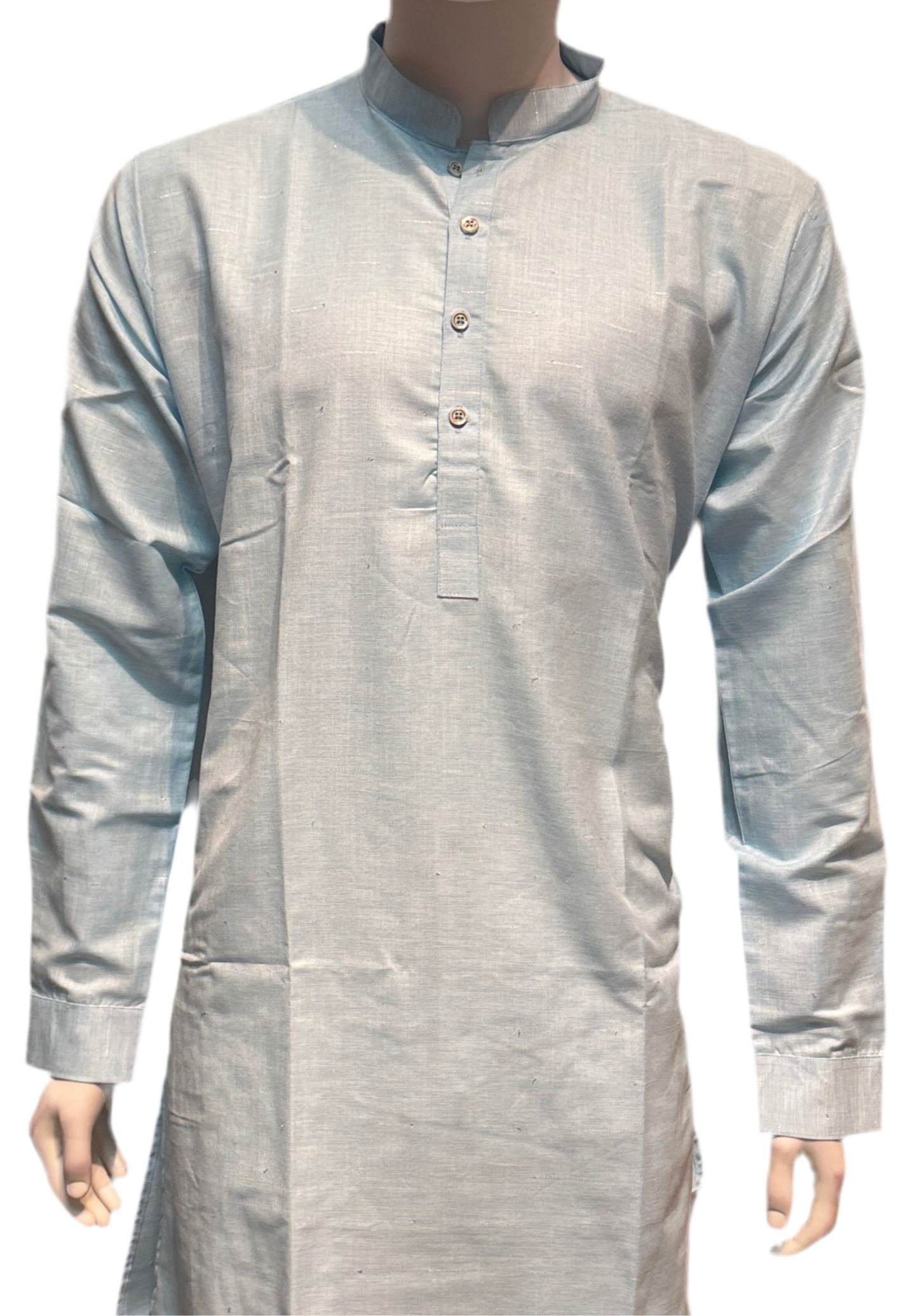 Delightful Light Blue Color Cotton Kurta With Pajama For Men