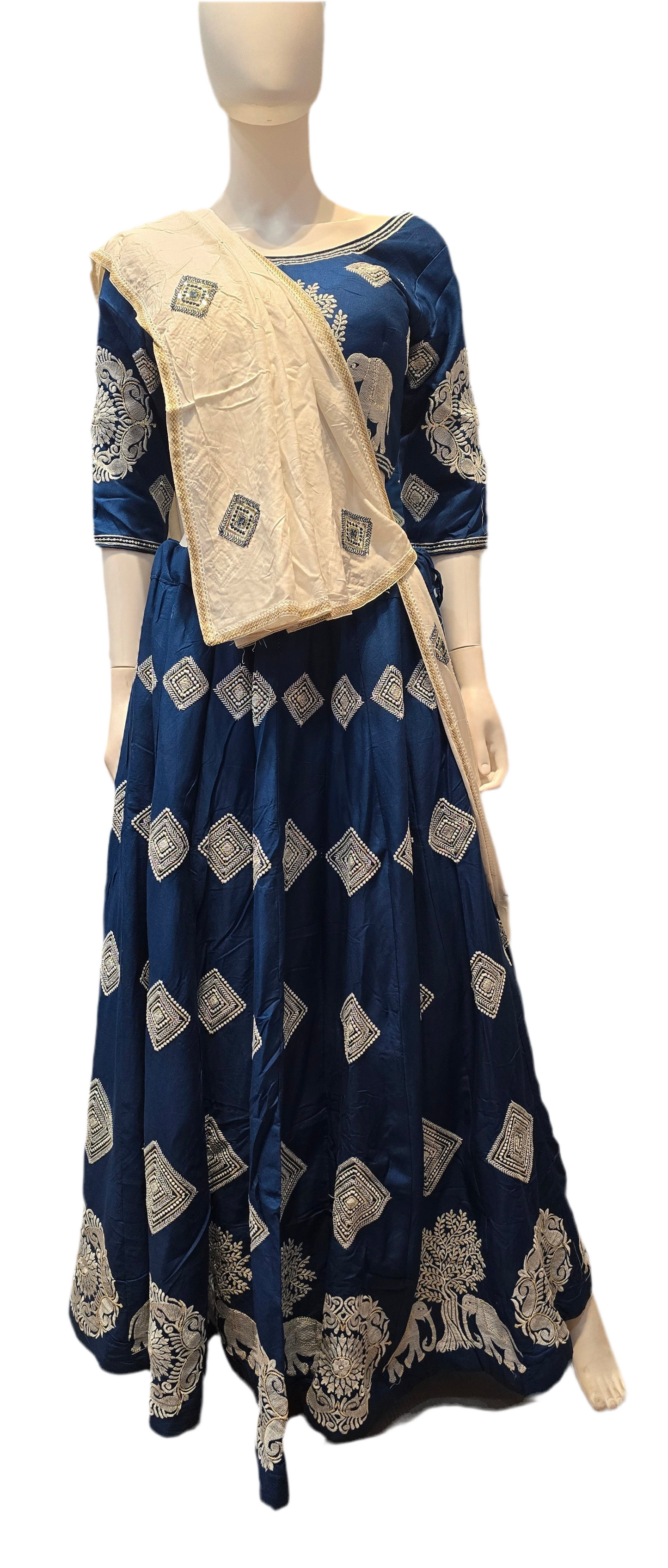 Elegant Blue Color Chaniya Choli With Embroidery Work For Women