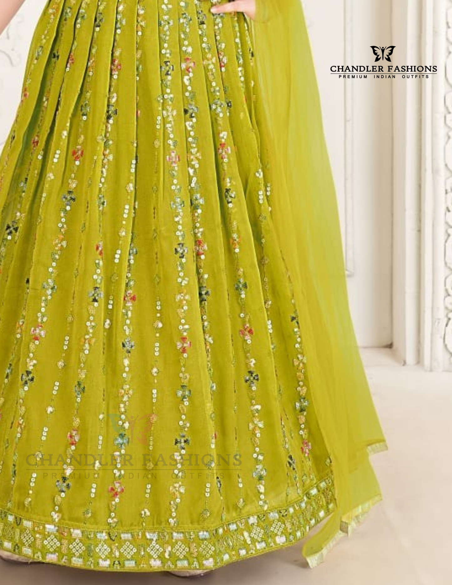 Parrot Green Color Embroidery And Sequins Work Choli Sets In Mesa