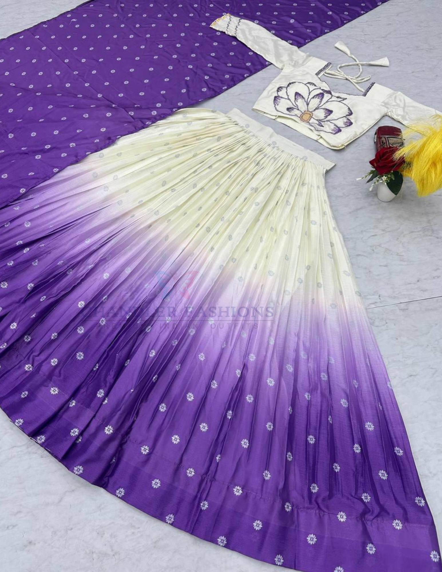 White And Violet Color Lehenga Choli With Printed Work In USA