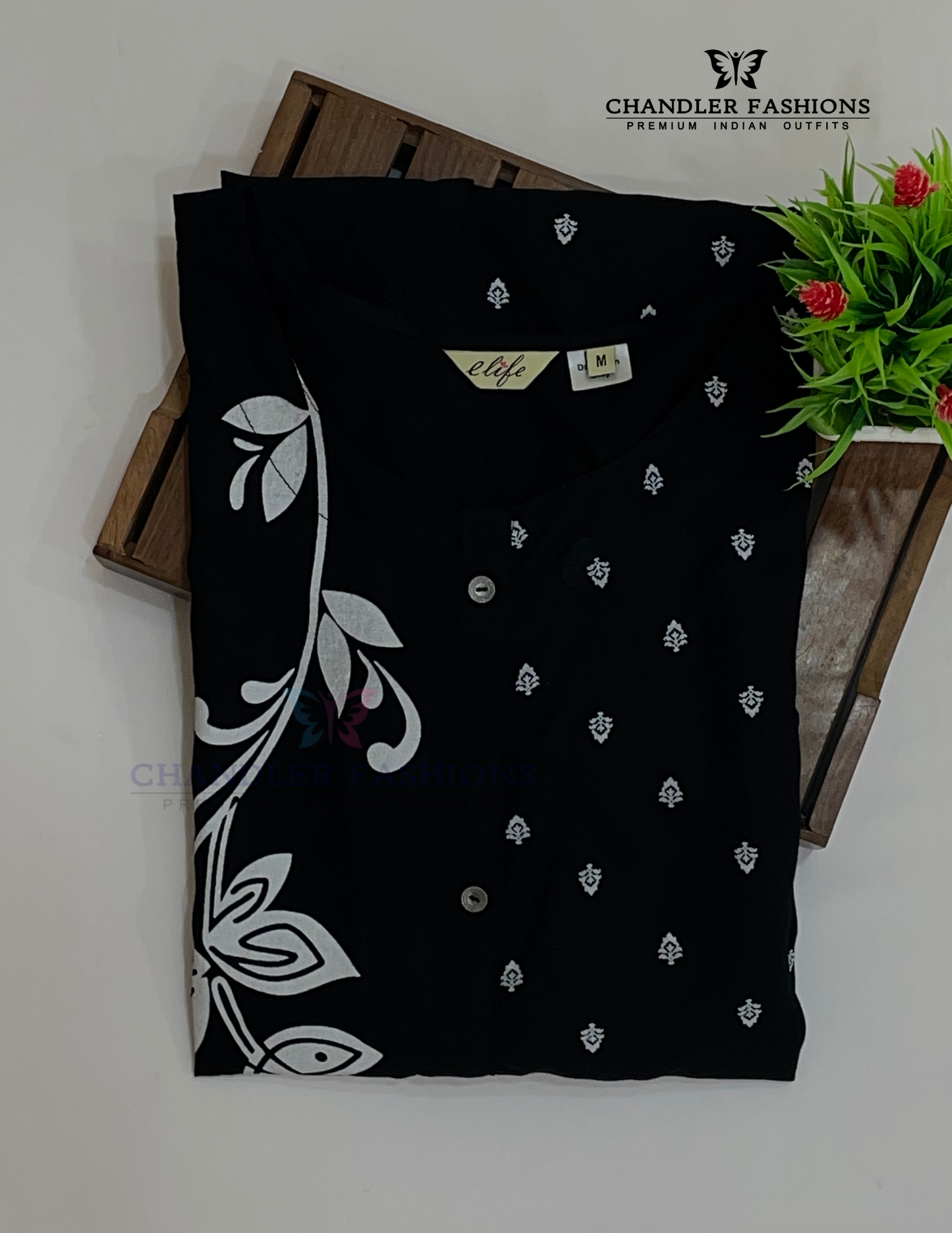 Black Color Cotton Printed Kurti Near Me