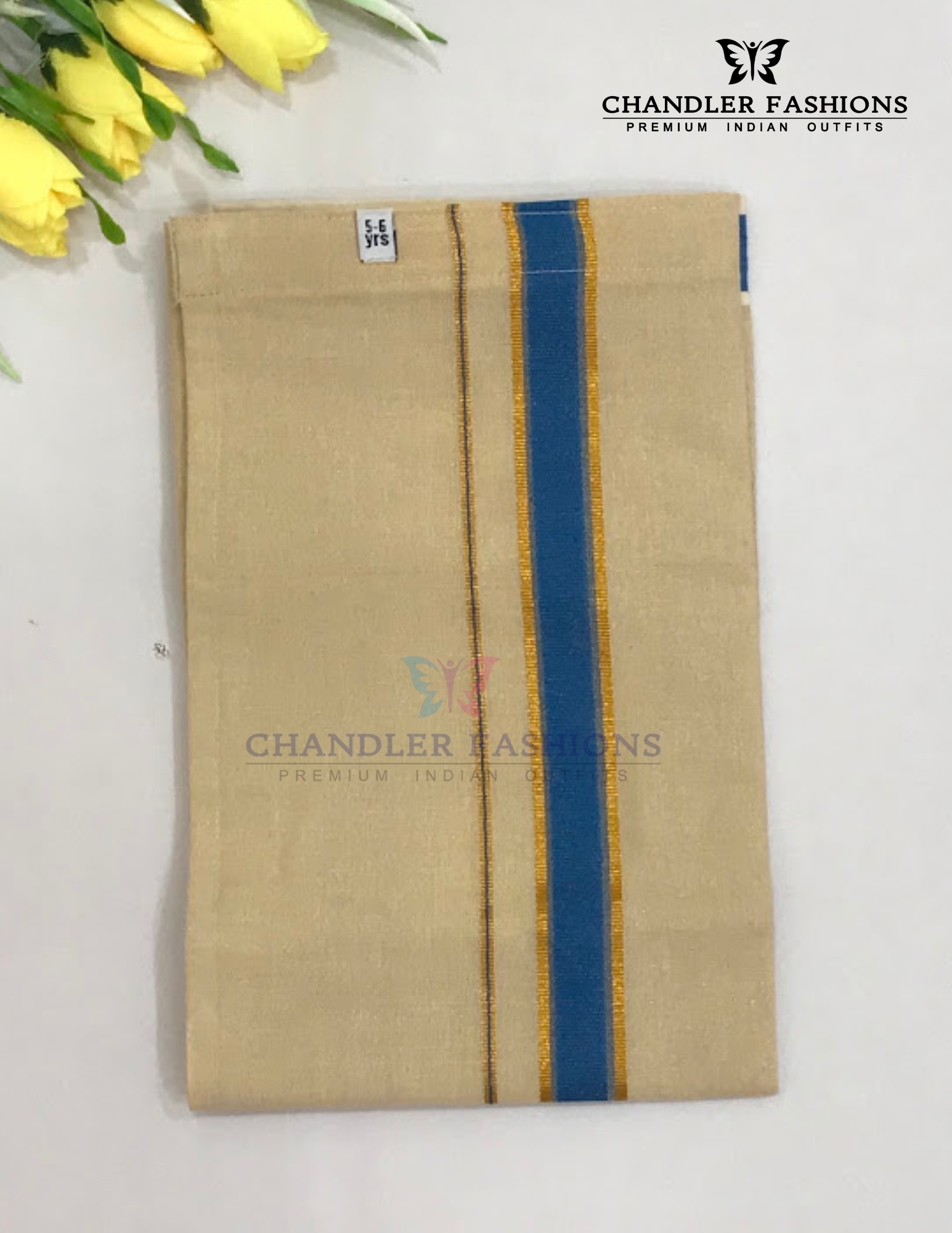 Blue Color Cotton Shirt With Tissue Zari Work Dhoti Set In Yuma