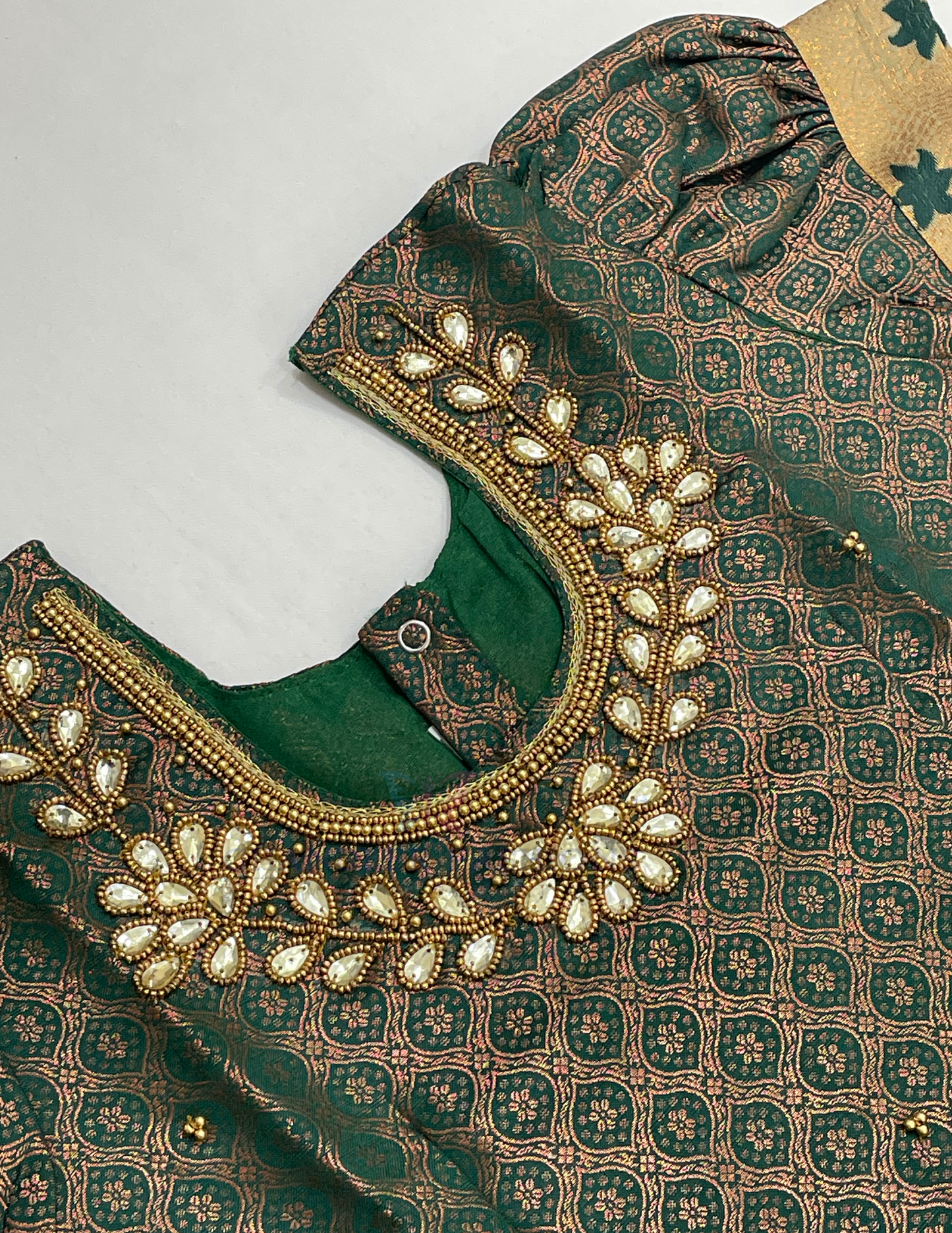 Green And Yellow Color Silk Langa Set With Stone Work In Mesa