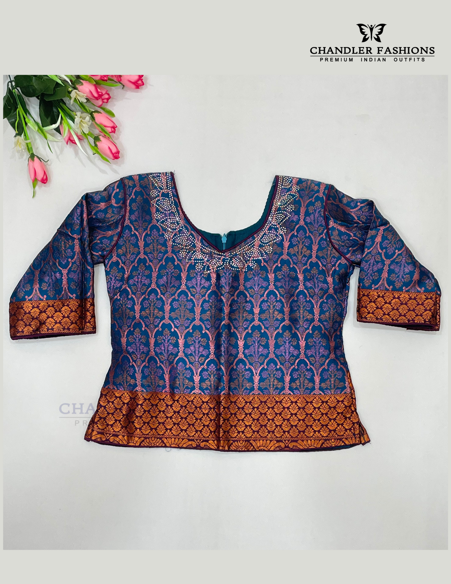 Blue Color Silk Choli Sets With Stone Work In Chandler
