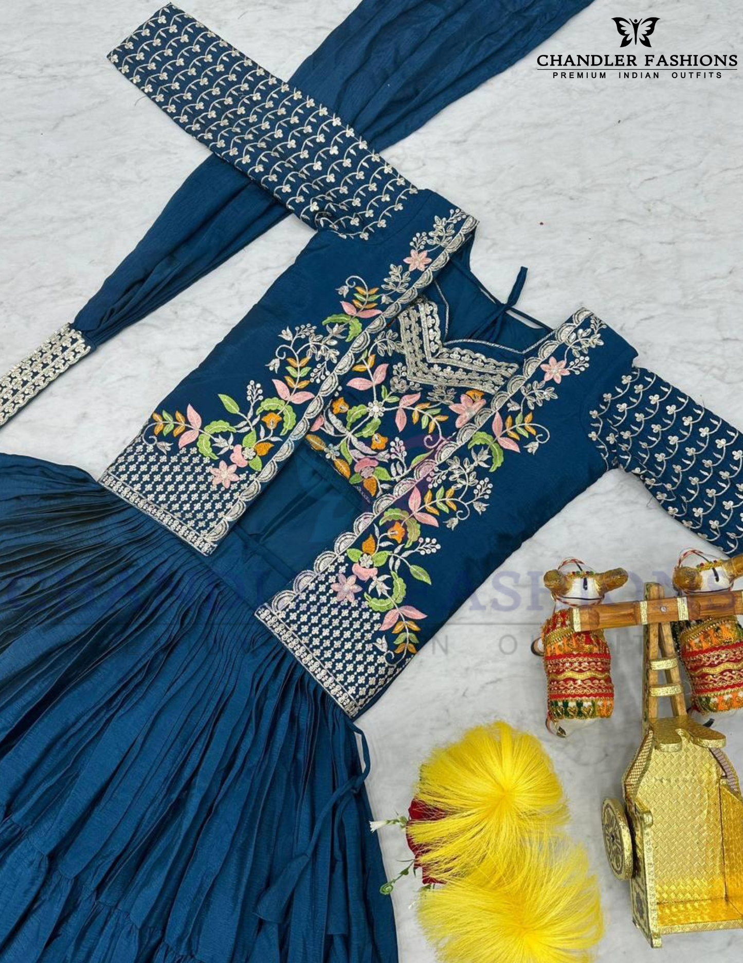 Delightful Teal Blue Color Lehenga Choli In Suncity