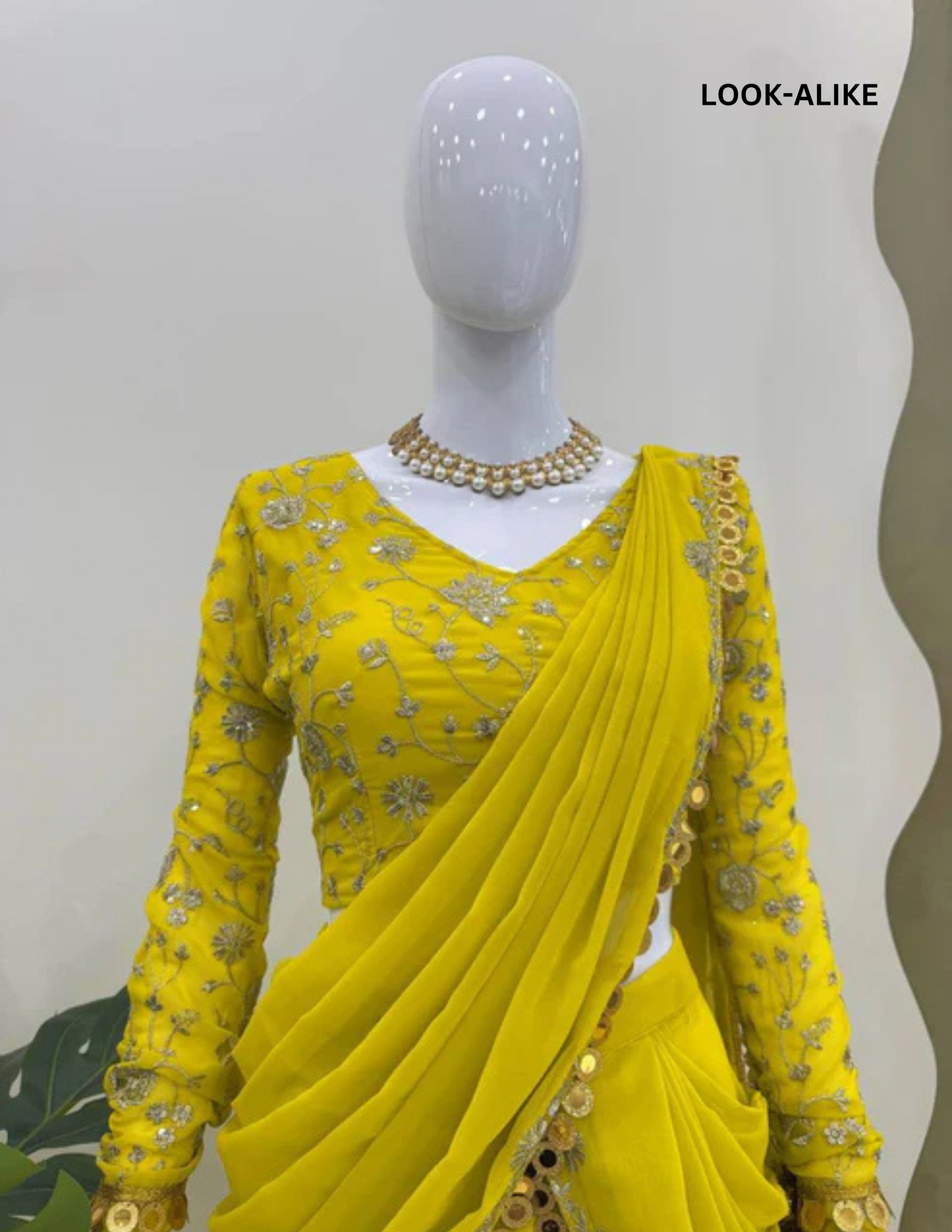 Sequins And Coin Lace Border Lehenga in Meas
