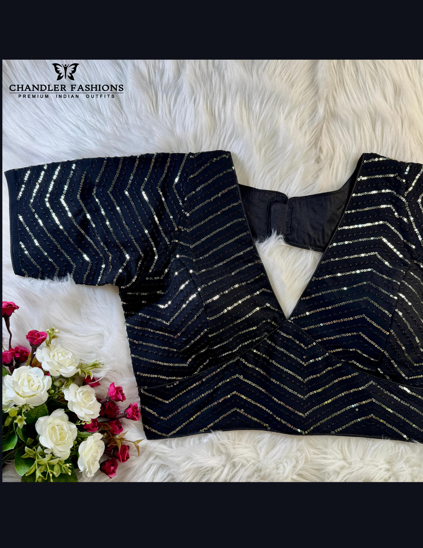 Amazing Black Color Sequins And Embroidery Work blouse For Women