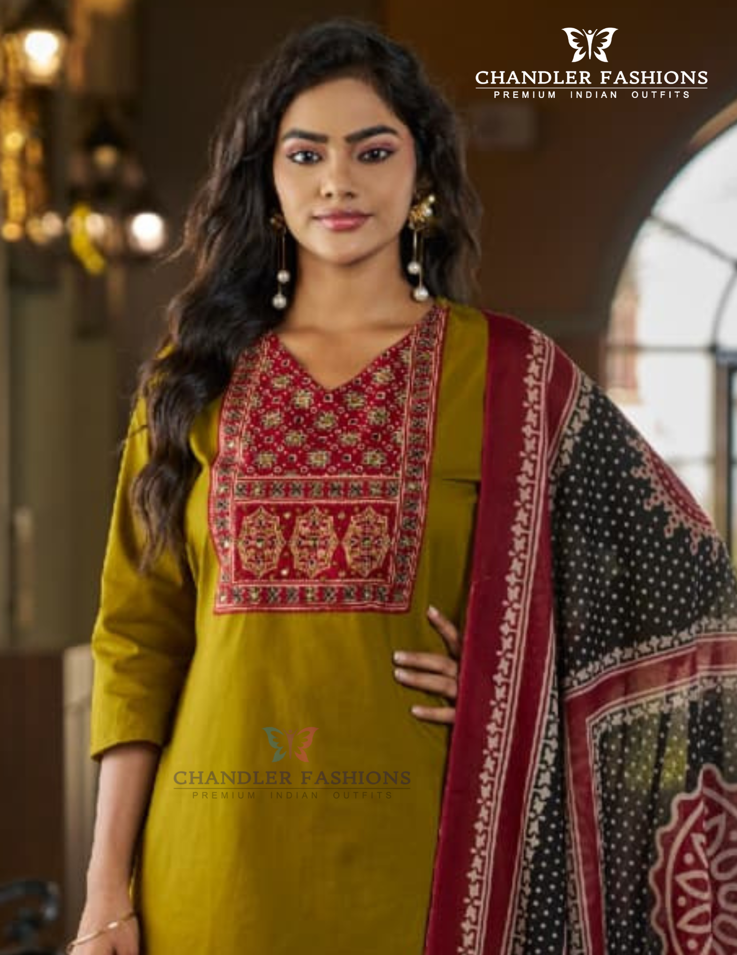 Lime Green Color Cotton With Printed Work Salwar Suits With Dupatta Near Me