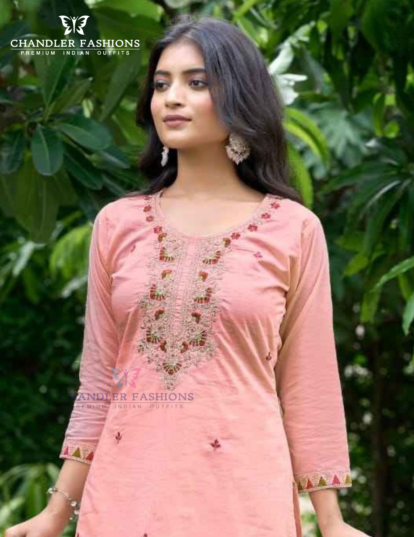 Peach Color Cotton With Embroidery Work Salwar Suits Near Me