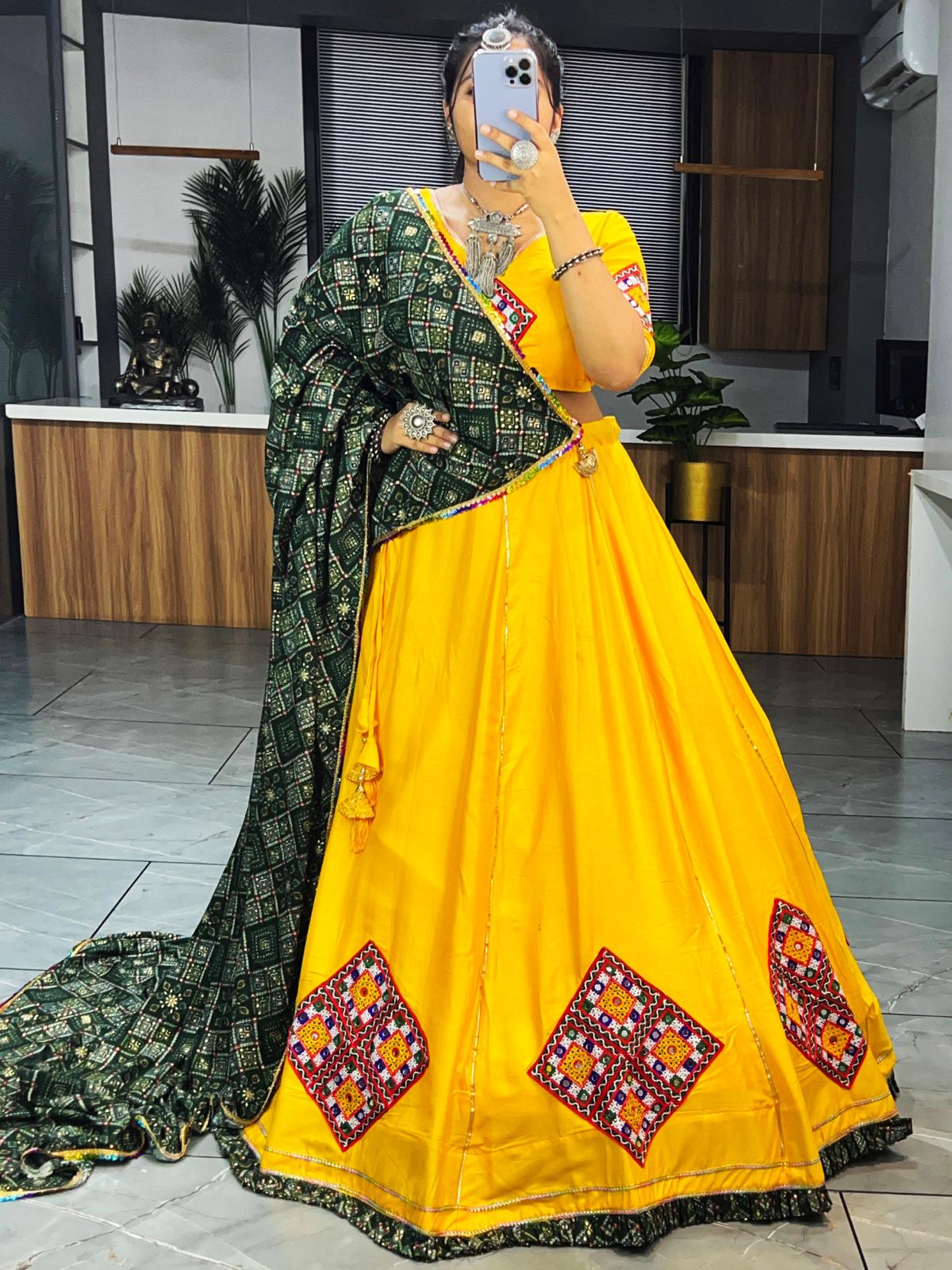 Dazzling Yellow Colored Heavy Rayon Cotton Chaniya Lehenga Choli