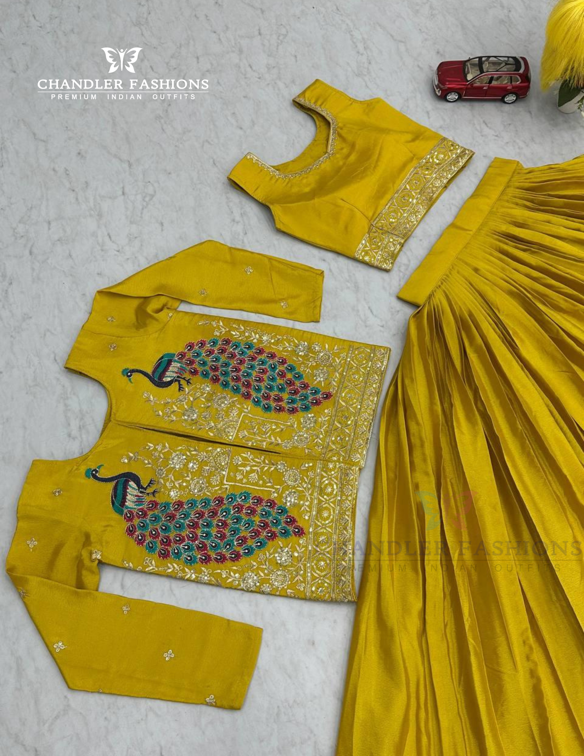 Mustard Yellow Color Embroidery Work Indo Western Lehenga In Yuma