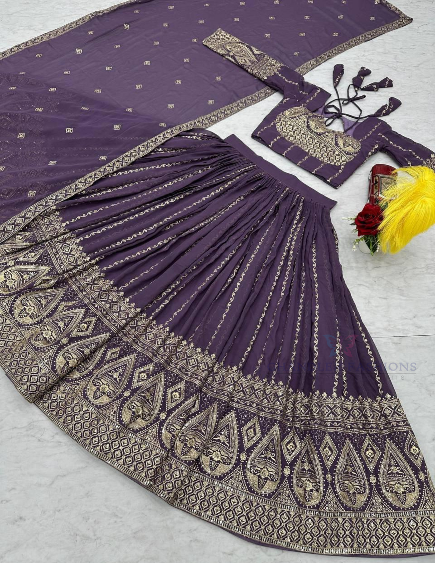 Beautiful Purple Color Embroidery And Sequins Work Lehenga Choli For Women In Chandler