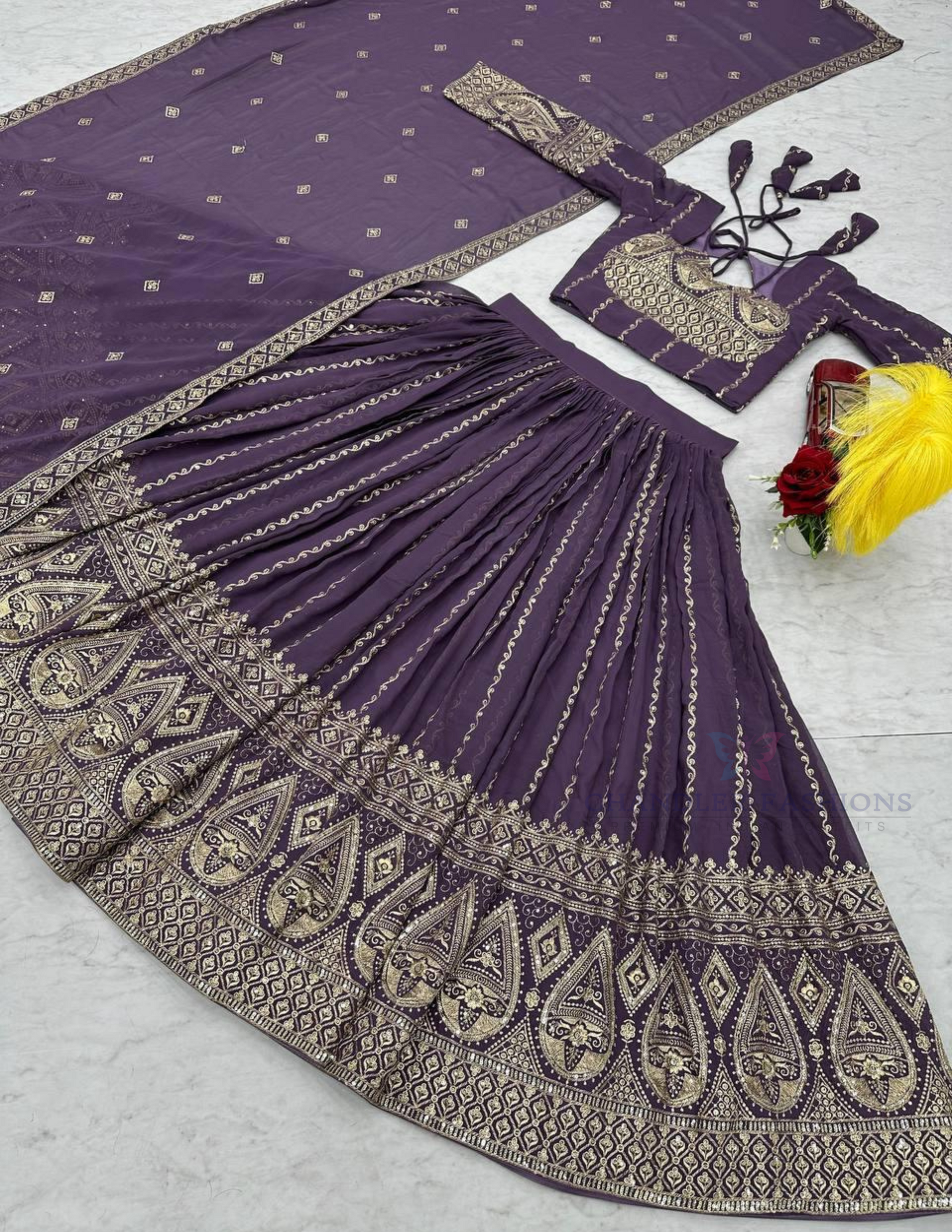 Beautiful Purple Color Embroidery And Sequins Work Lehenga Choli For Women In Chandler