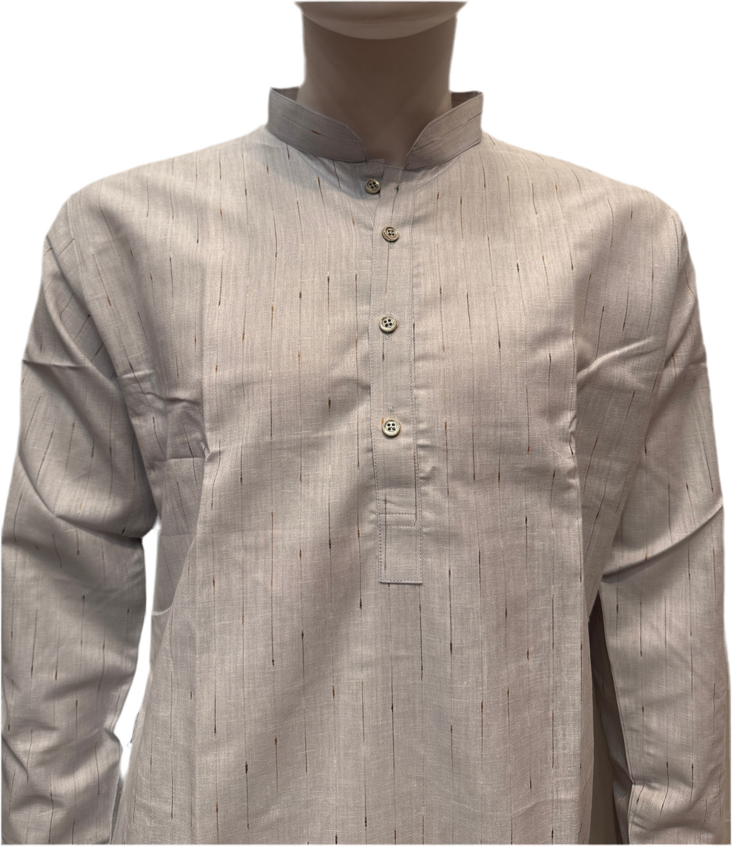 Delightful Gray Color Cotton Kurta With Pajama For Men