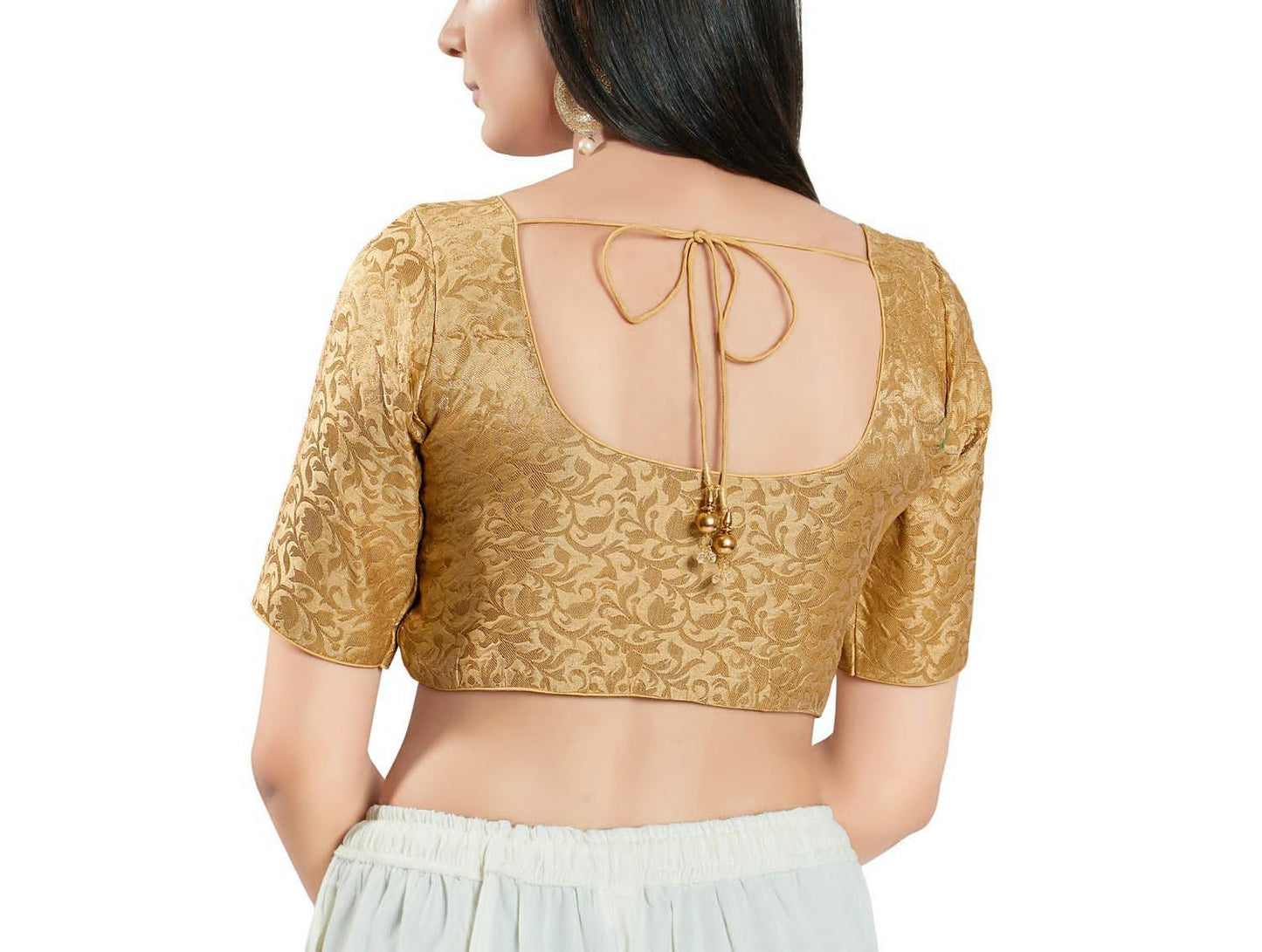 Dazzling Gold Color Designer Brocade Readymade Blouse For Women Near Me