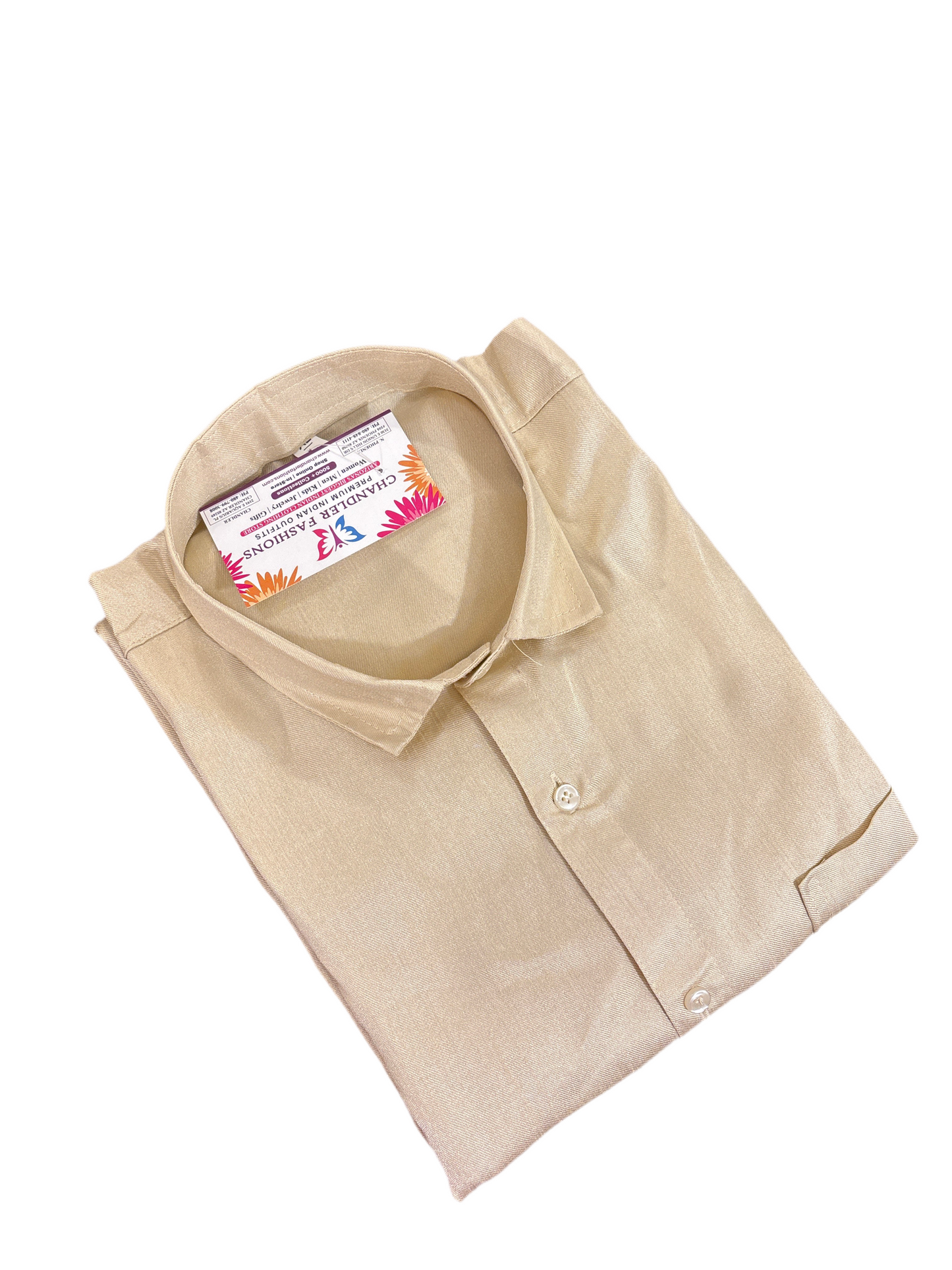 Beautiful Cream Color Formal Half Sleeves Silk Shirt