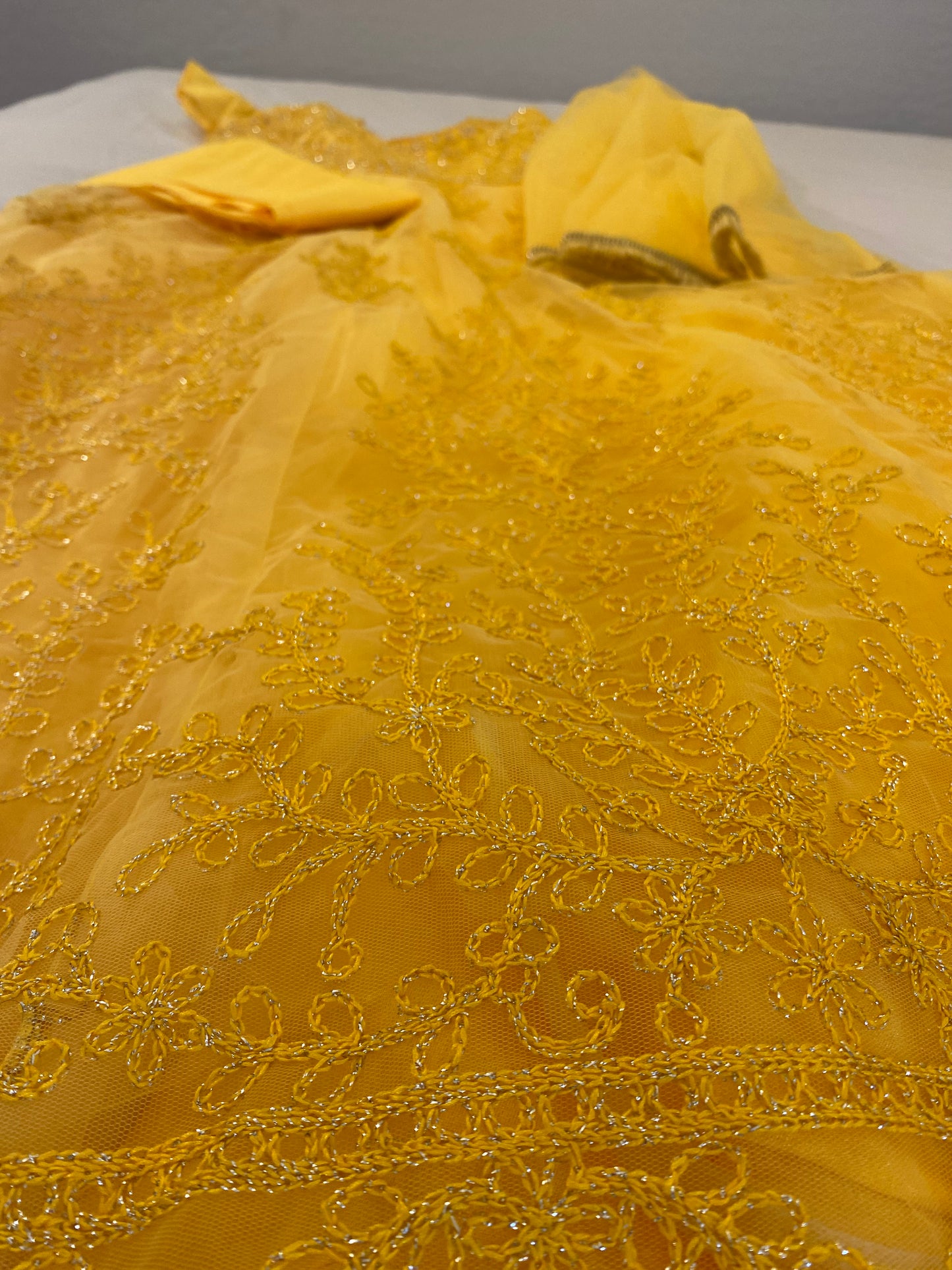 Beautiful Stunning Bright Yellow Net Gown Near Me