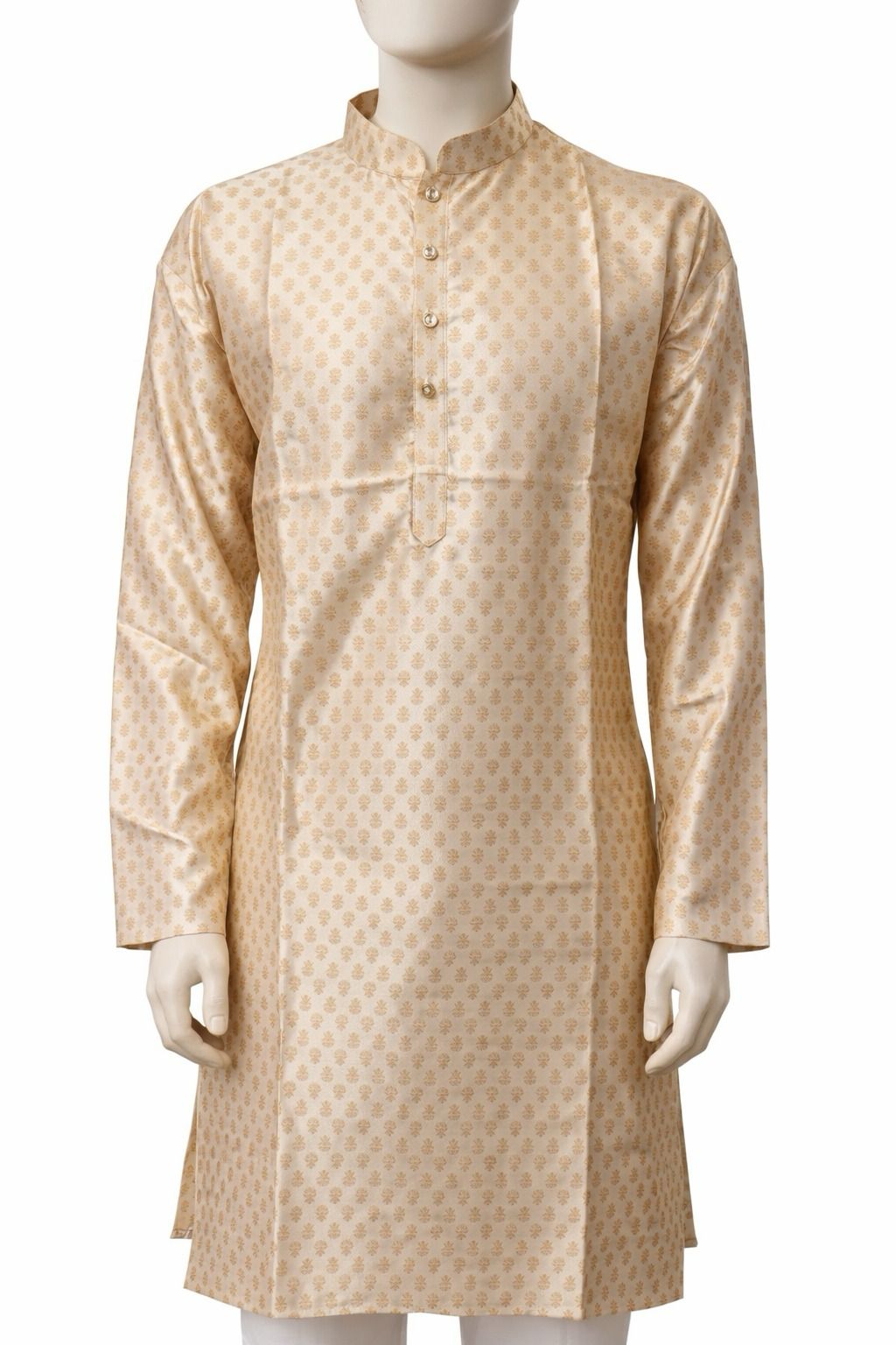 Attractive Light Gray Color Jacquard With Printed Work Kurta Suits For Men
