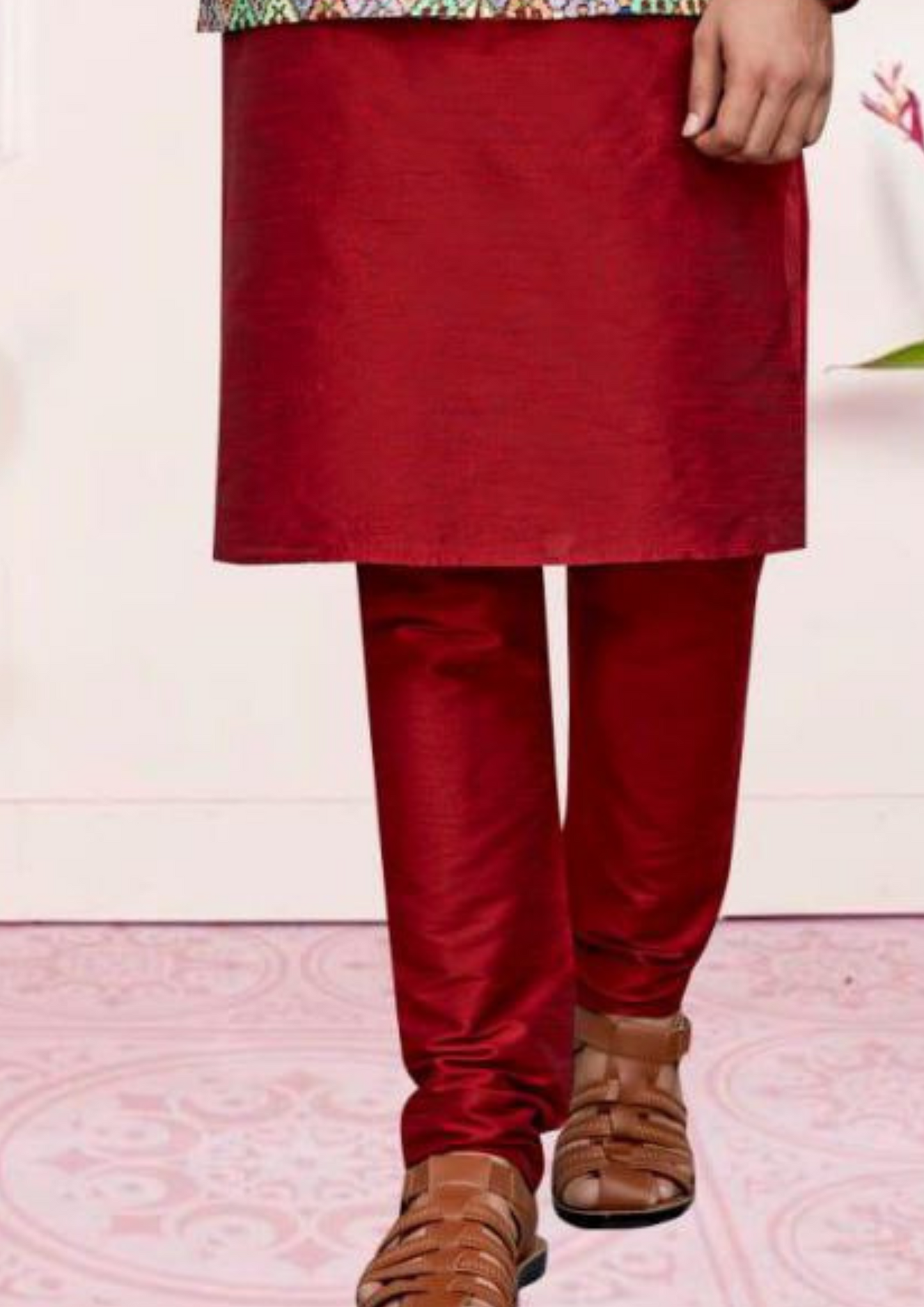 Fanciable Maroon Color Silk Kurta And Pajama With Cotton Jacket In Arizona
