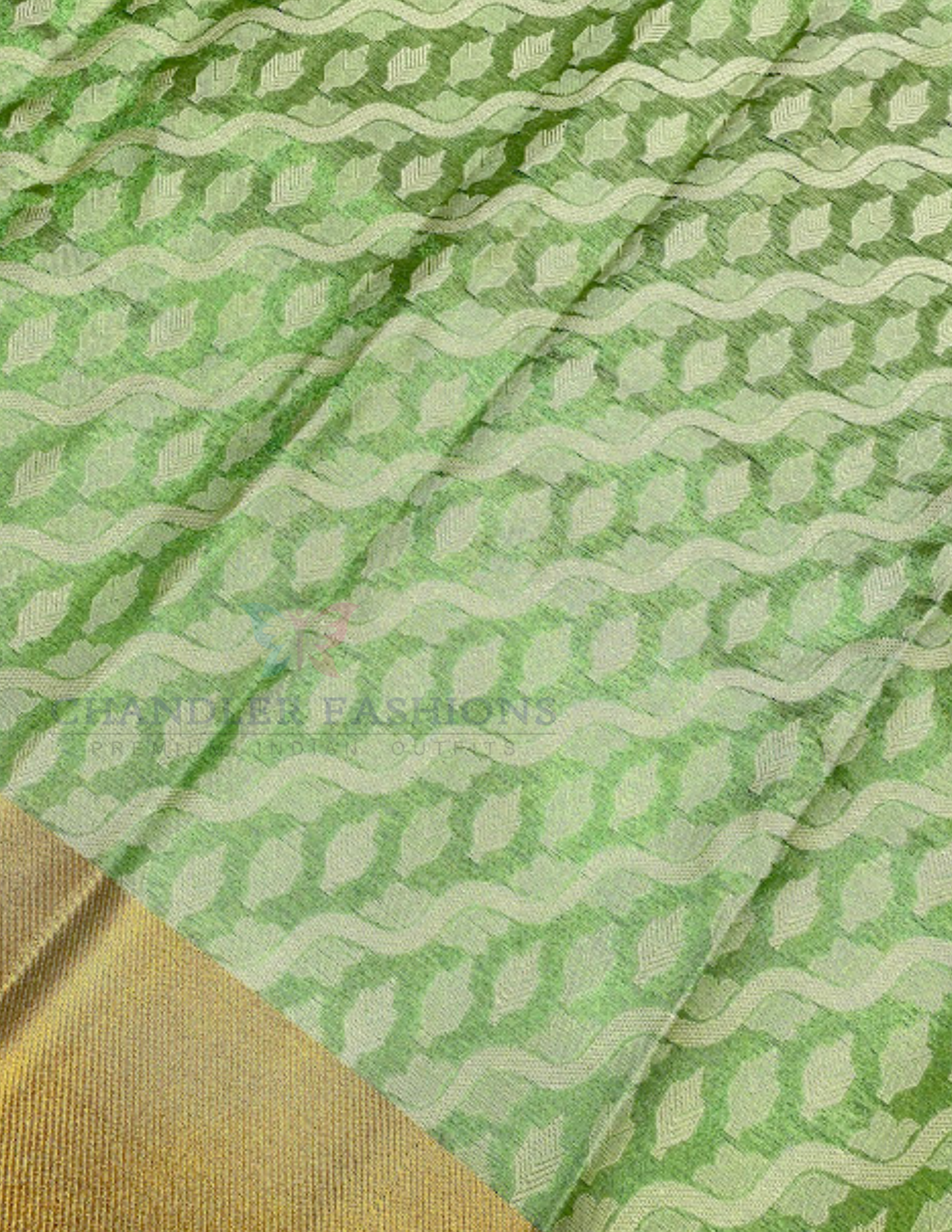 Green And Gold Art Silk Work For Women In yuma