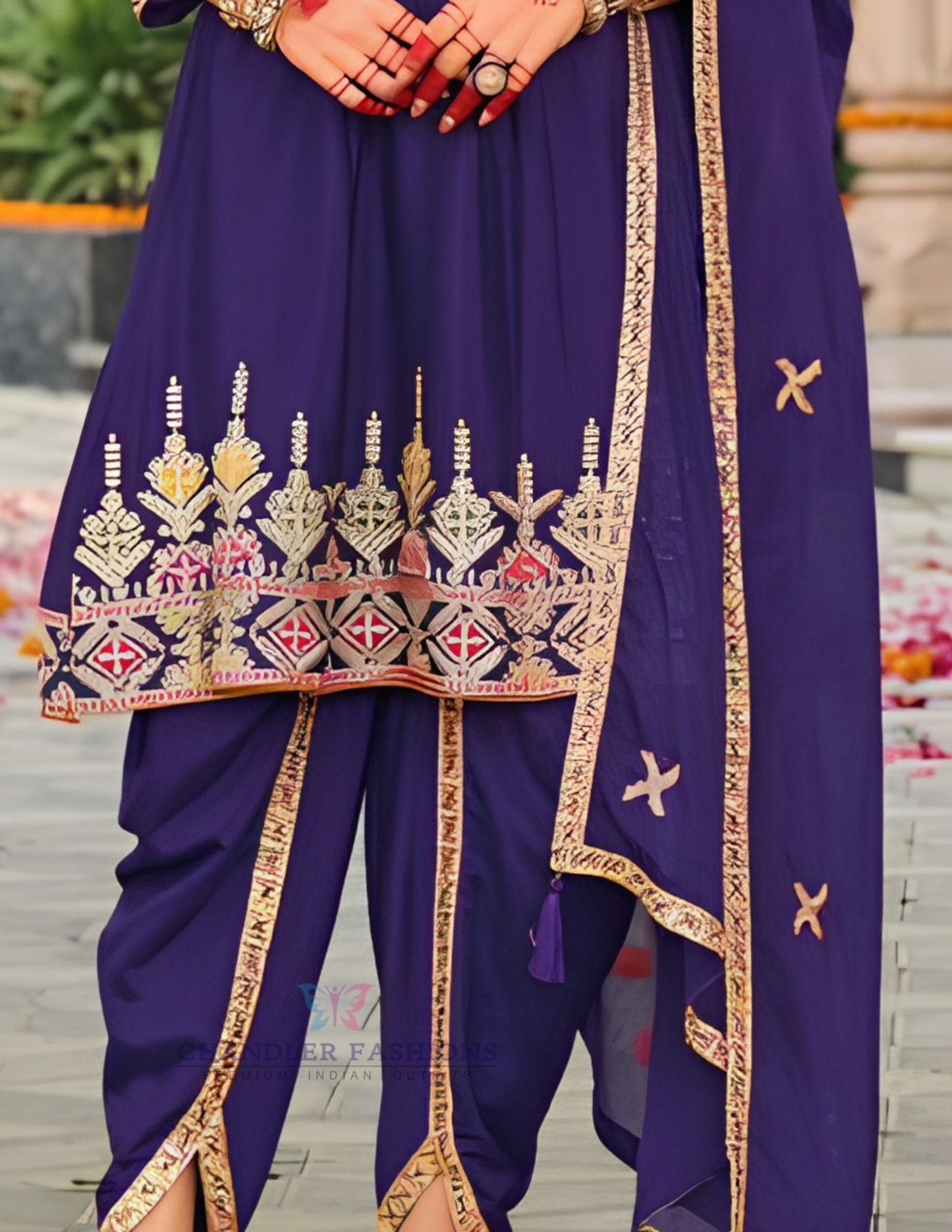 Appealing Dark Violet Color Heavy Chinon With Embroidery Work Kurti Suits In Chandler