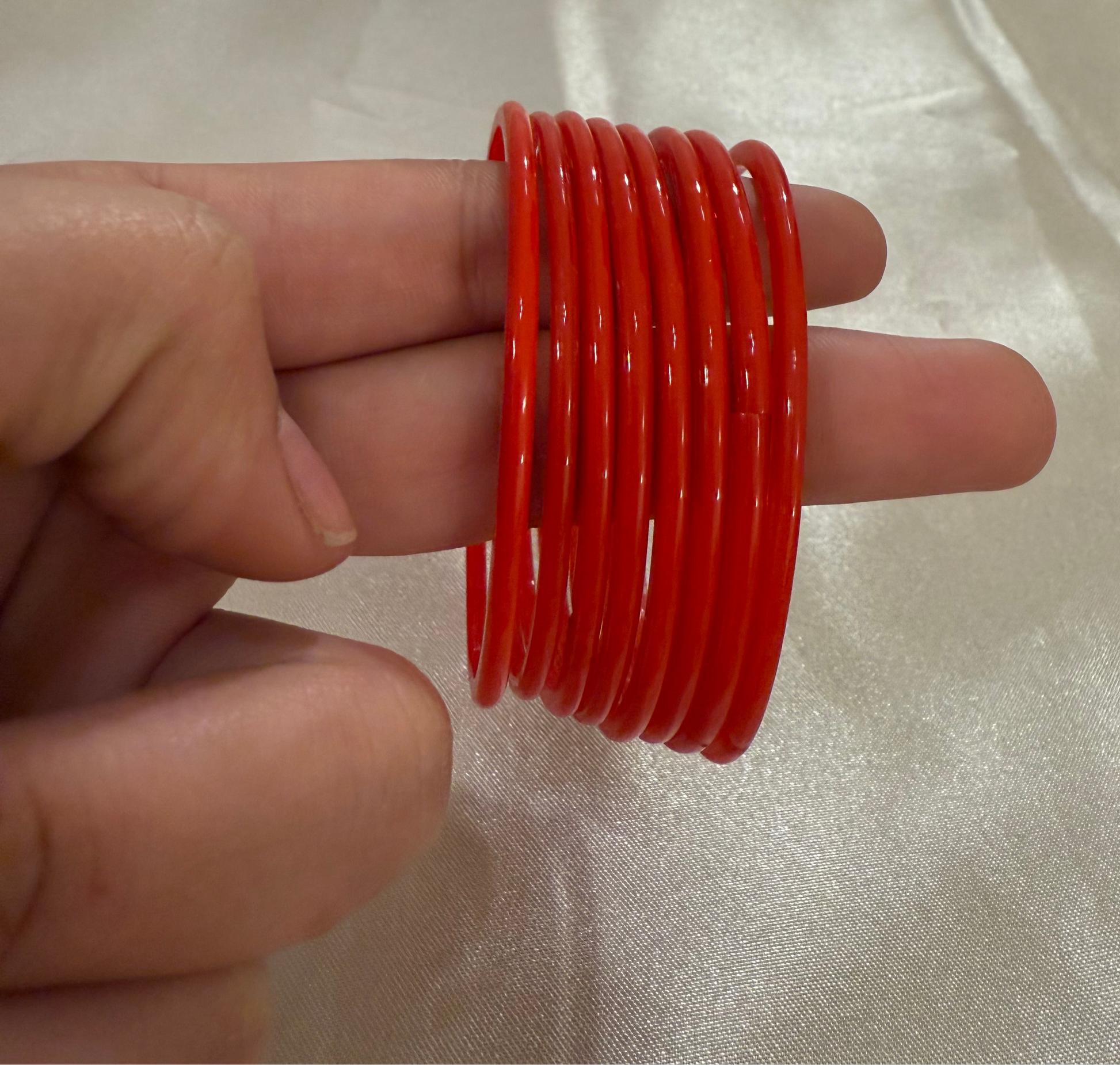 Traditional Plain Red Color Glass Bangles For Women