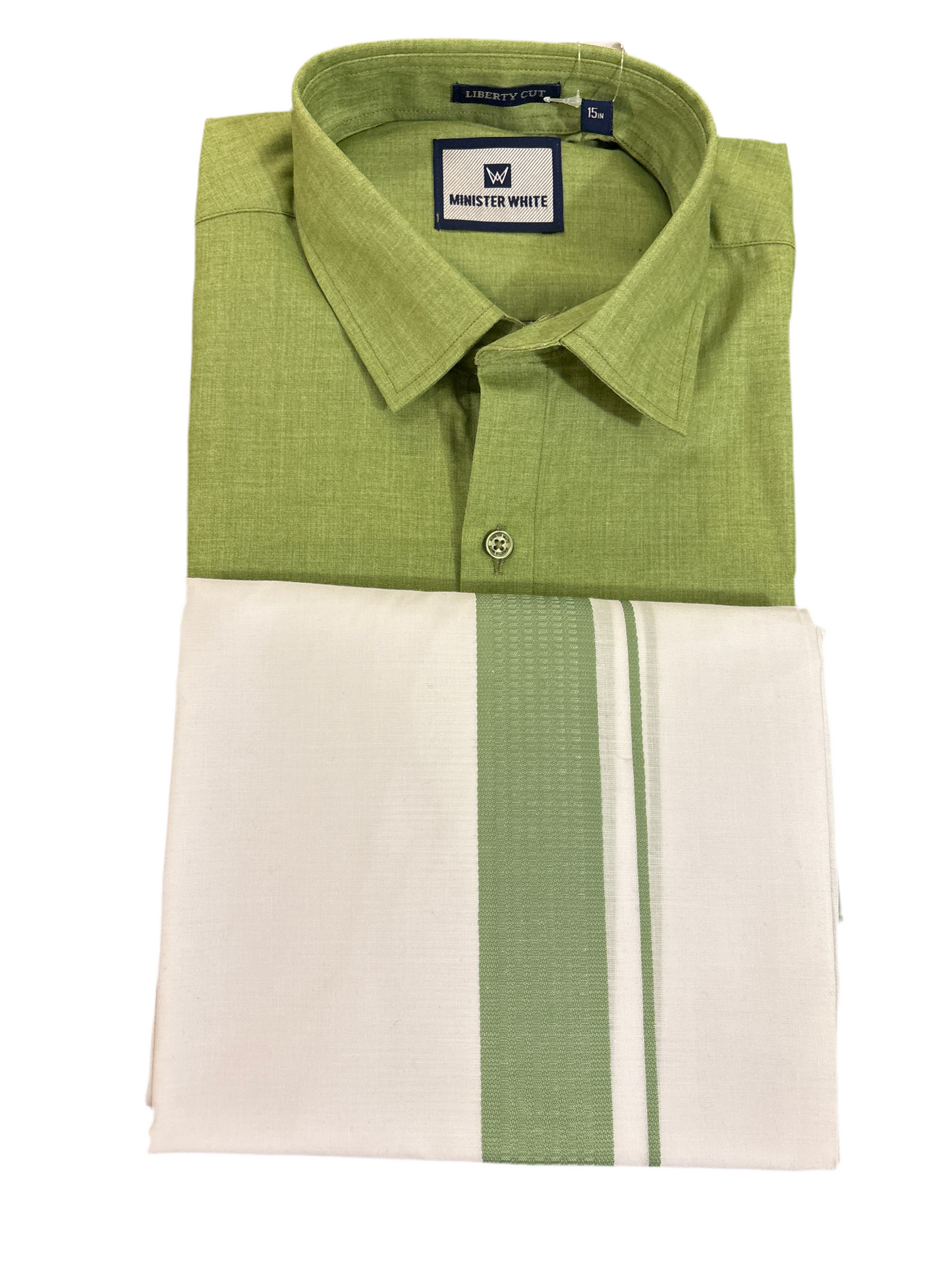Gorgeous Green Color Cotton Dhoti Set With Fancy Border For Mens