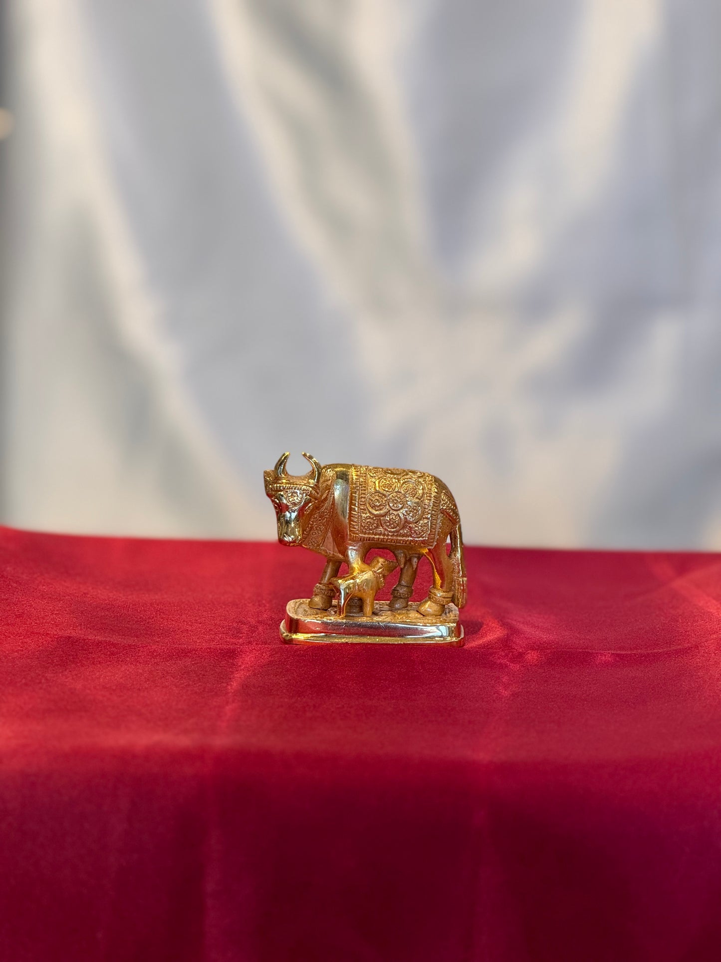 KAMDHENU- Brass Cow and Calf Statue - Most Sacred Animal of India | Handmade