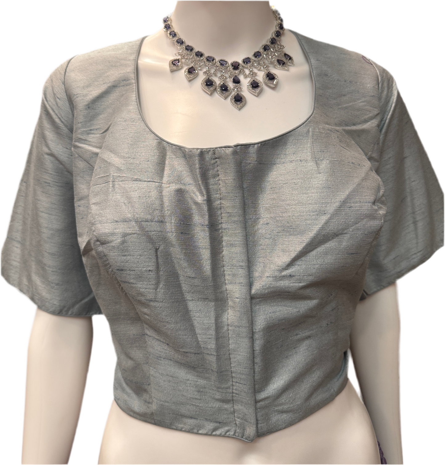 Delightful Silver Color Art Silk Designer Blouse For Women