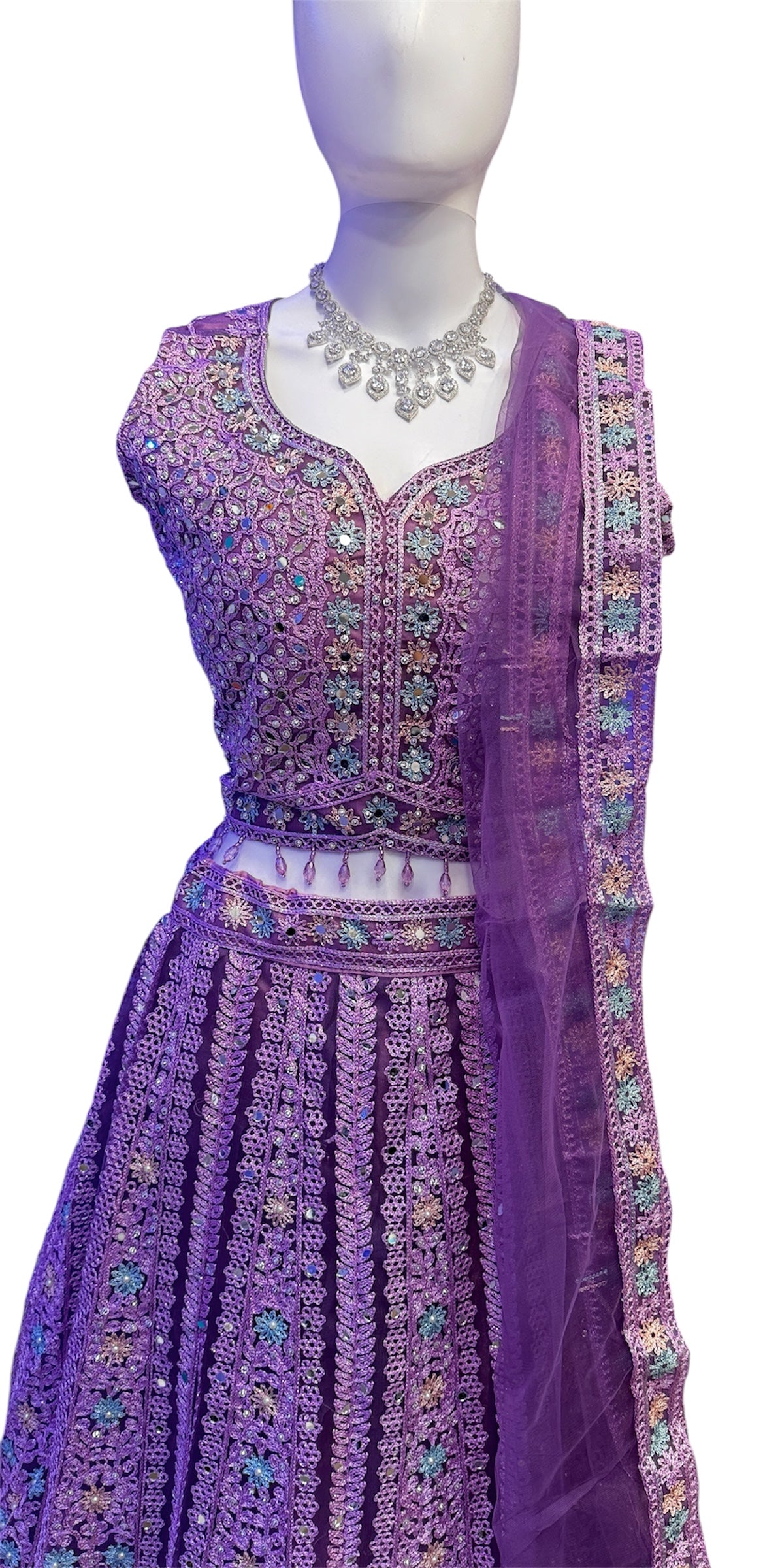Stunning Purple Color Embroidery Work With Georgette Lehenga Choli For Women