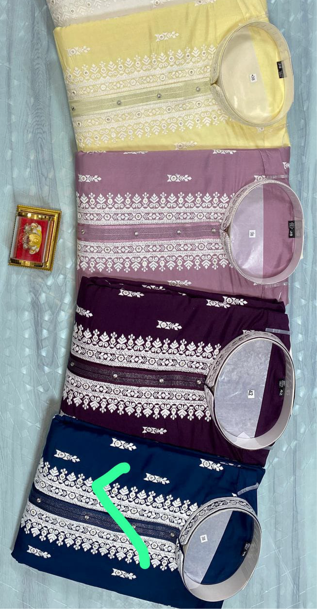 Marvelous Teal Blue Color With Embroidery Work Kurta Suits For Men