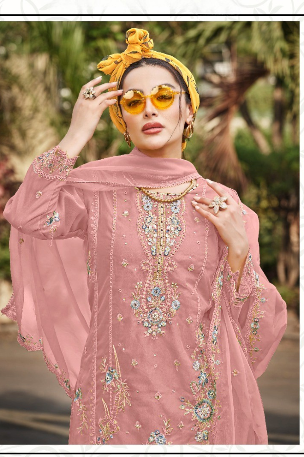Pink Color Organza With Embroidery Khatli Work Salwar Suit For Women Near Me