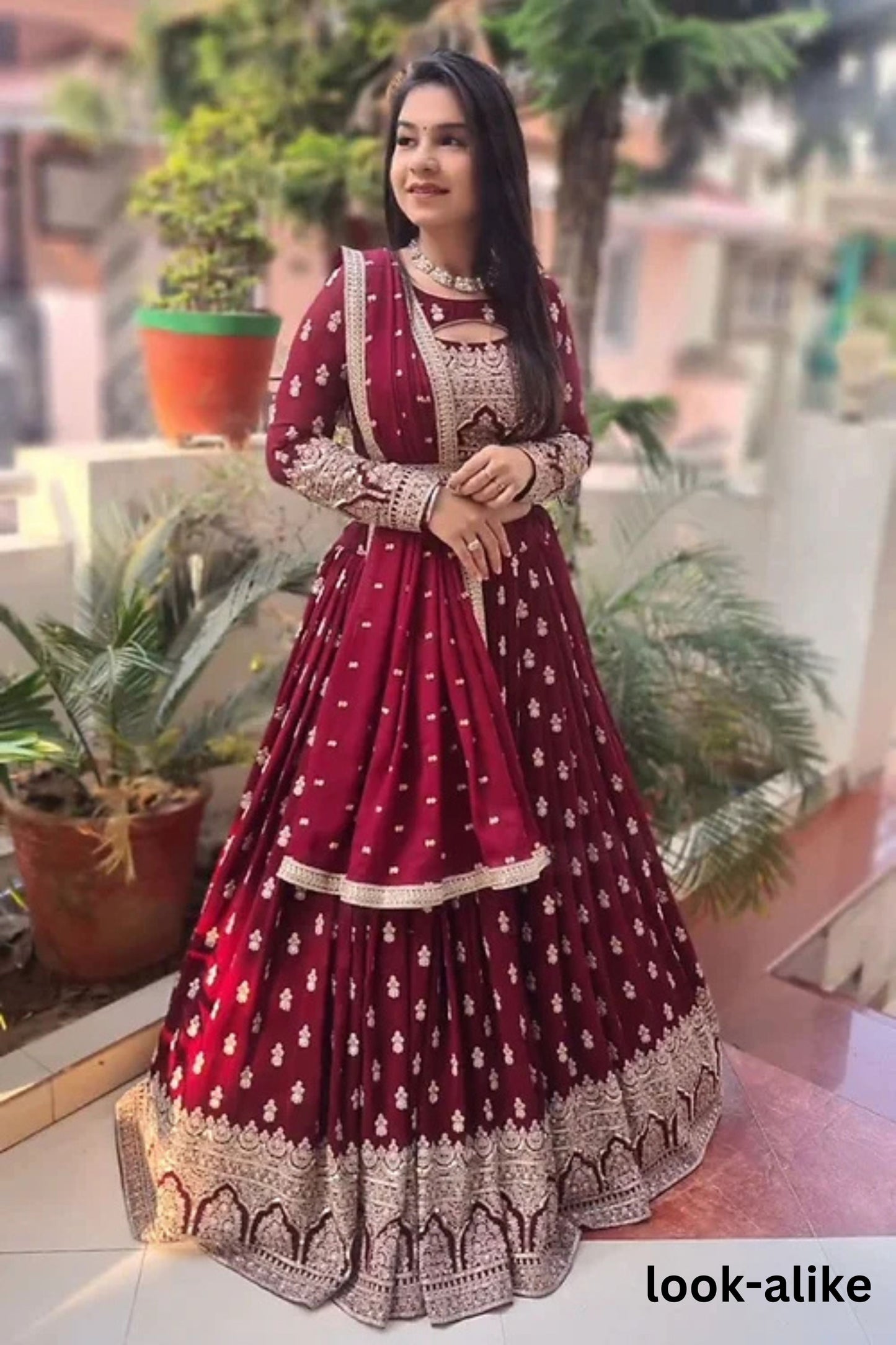 Appealing Maroon Colored Georgette Sequins And Embroidery Work Lehenga Choli For Women