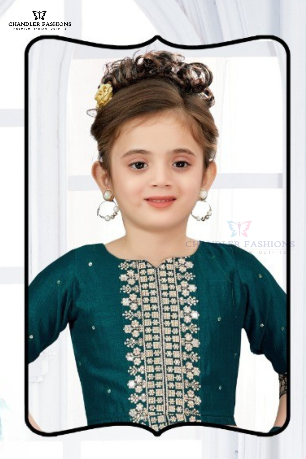 Teal Green Colored Embroidery Work Girls Kurti Suit In USA
