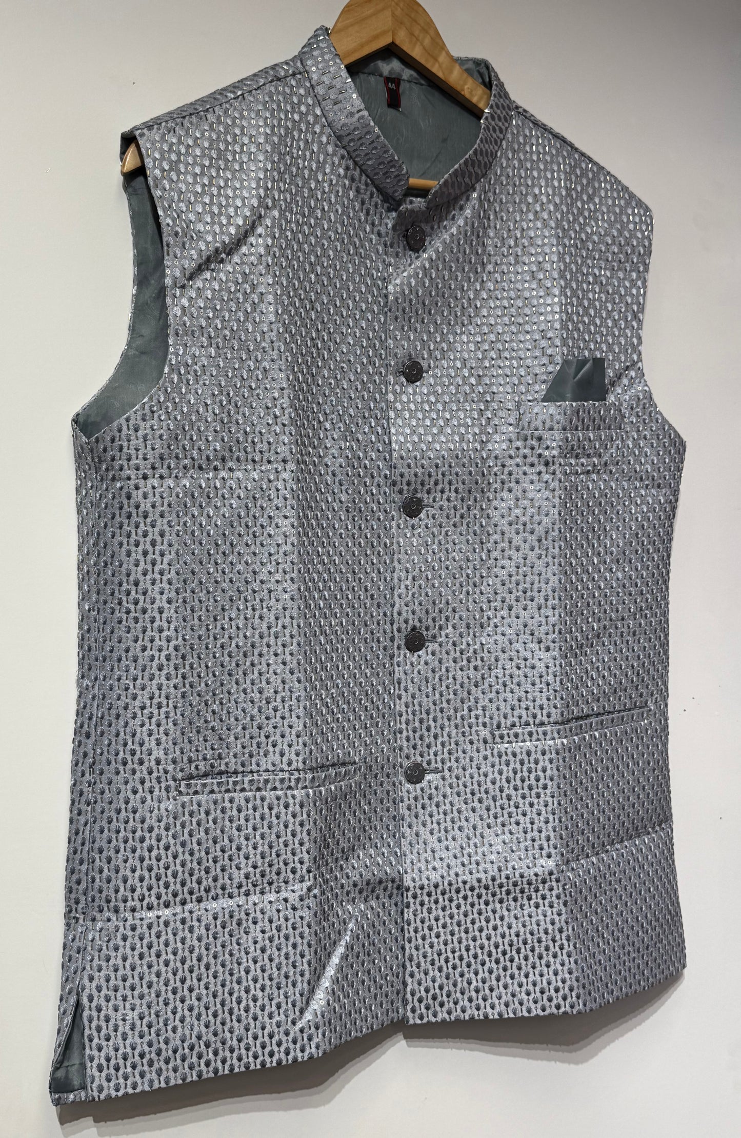 Stunning Gray Color Silk Men's Jacket In Chandler