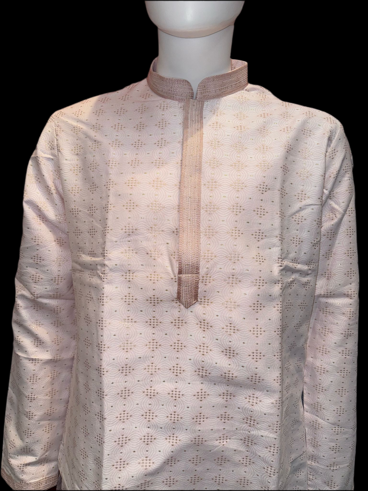 Attractive Light Pink Color Brocade Kurta Suit For Men