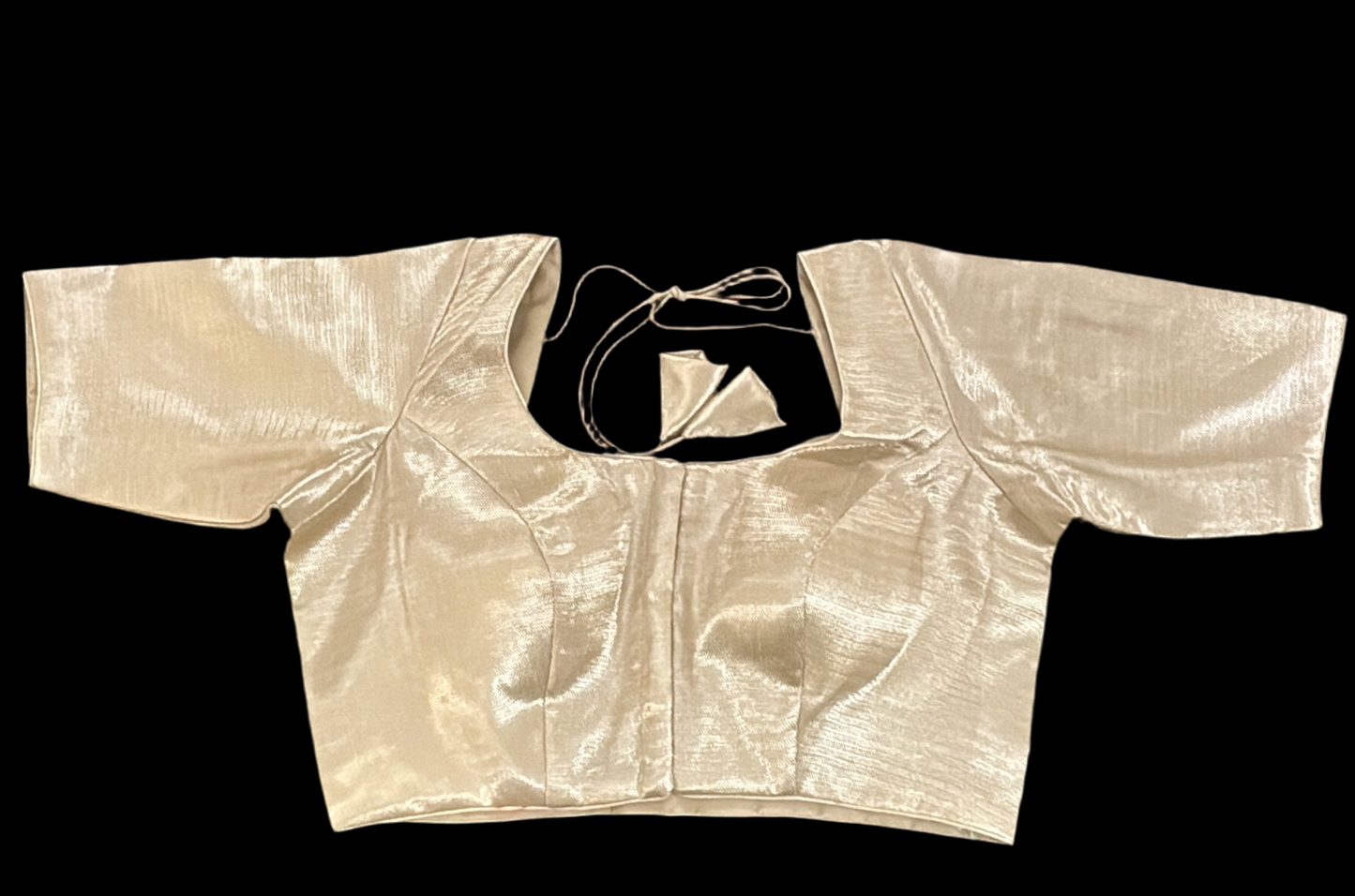 Appealing Cream Colored Elbow Sleeves Round Neck Readymade Blouse For Women