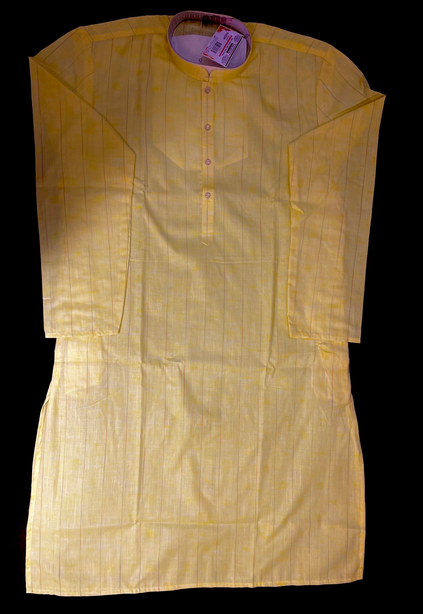 Appealing Light Yellow Color Slub Cotton Designer Men's Kurta With Pajama Pant