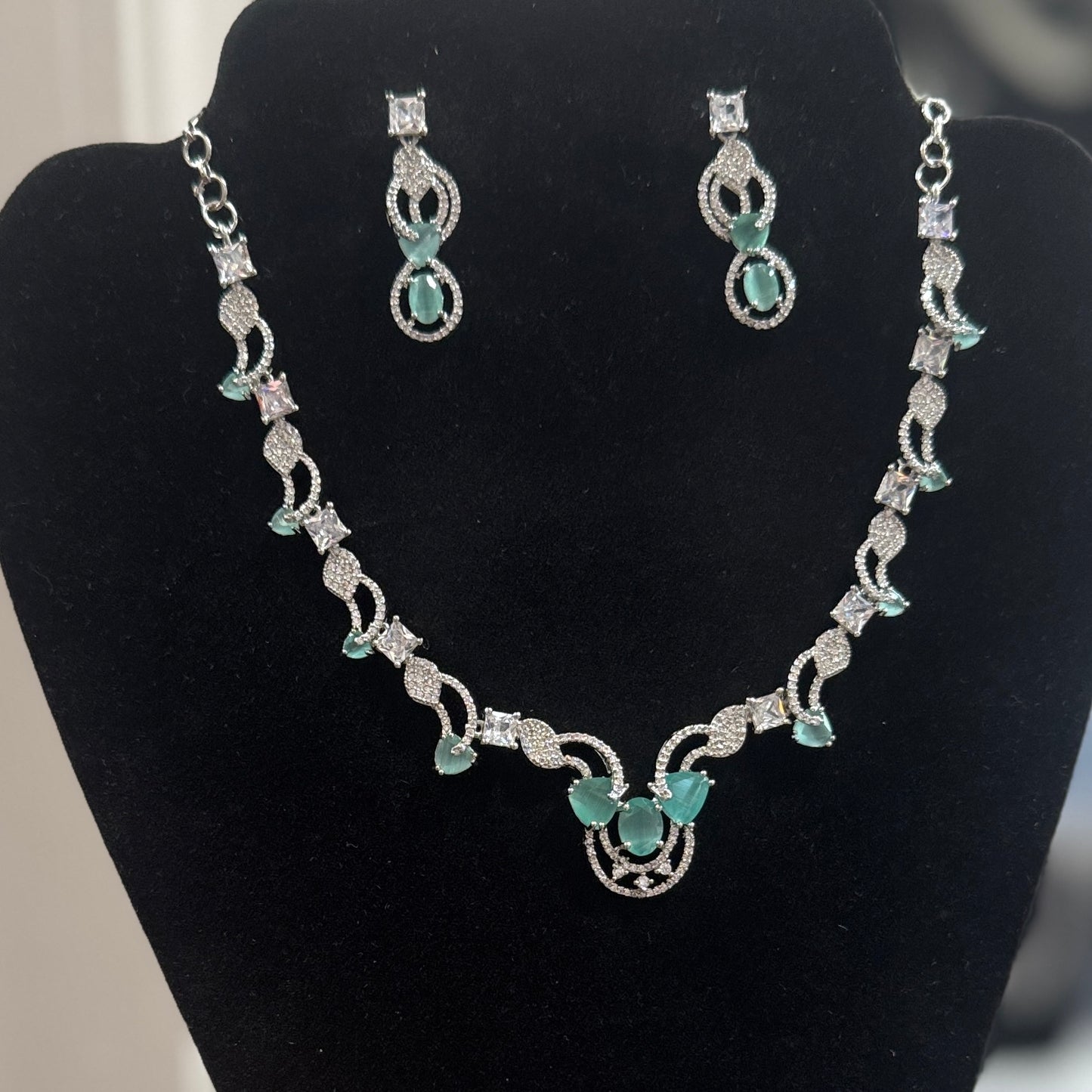 American Diamond Necklace With Earrings Set Near Me