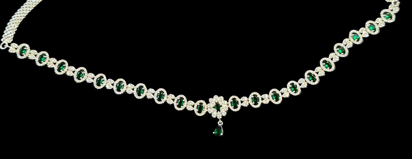 American Diamond Green And White Stone Work Hip Chain In USA