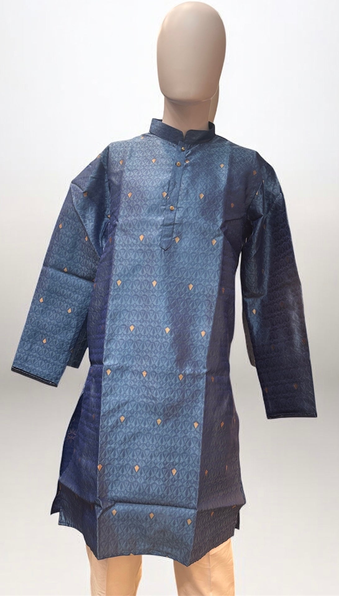 Alluring Blue Color Raw Silk With Embroidery Work Kurta Suits For Men