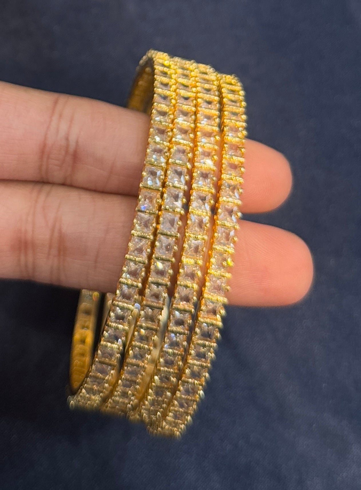 White Stones Gold Plated Designer Bangles Near Me