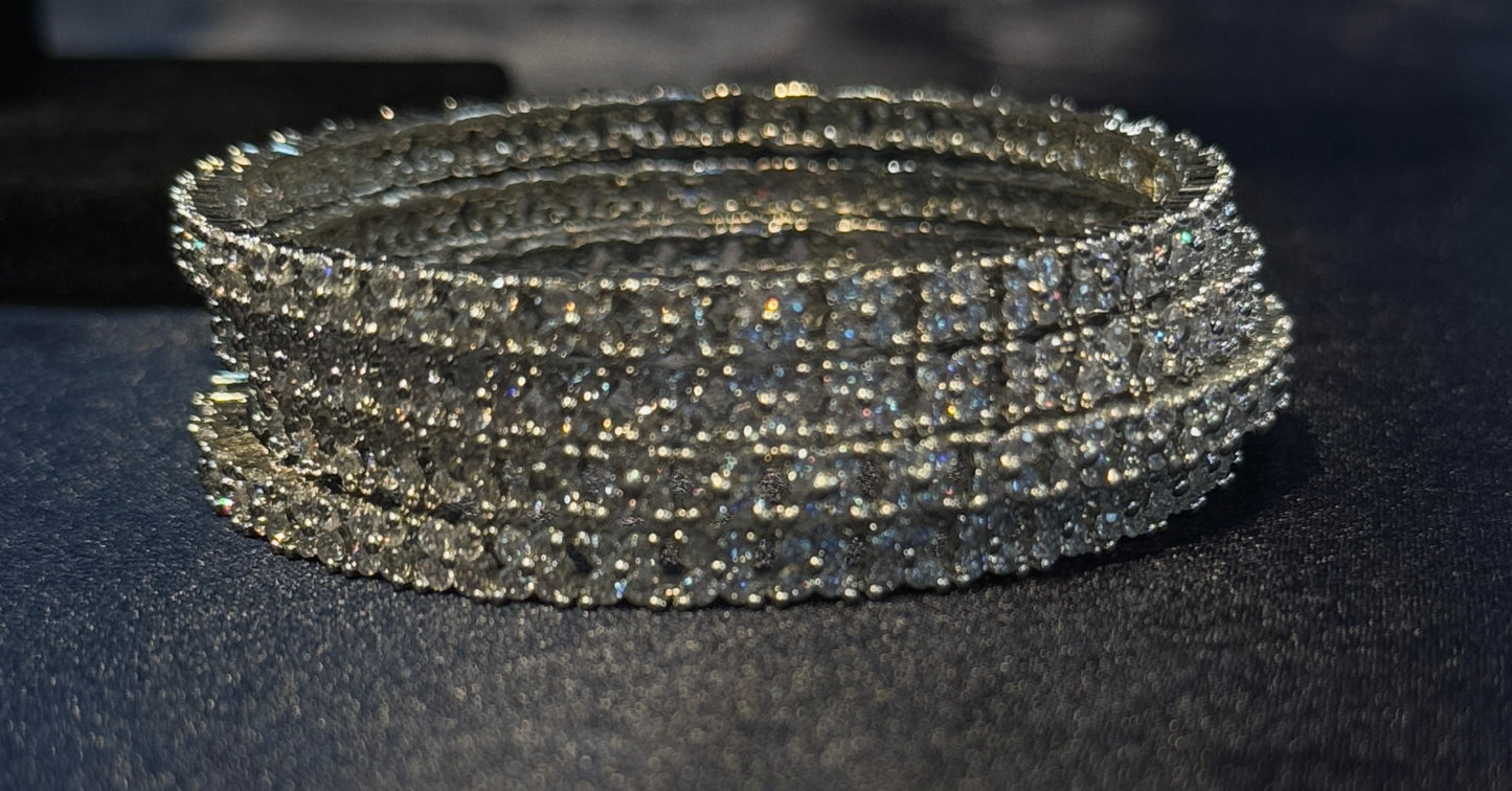 White Stones Flower Design American Diamond Bangles Near Me