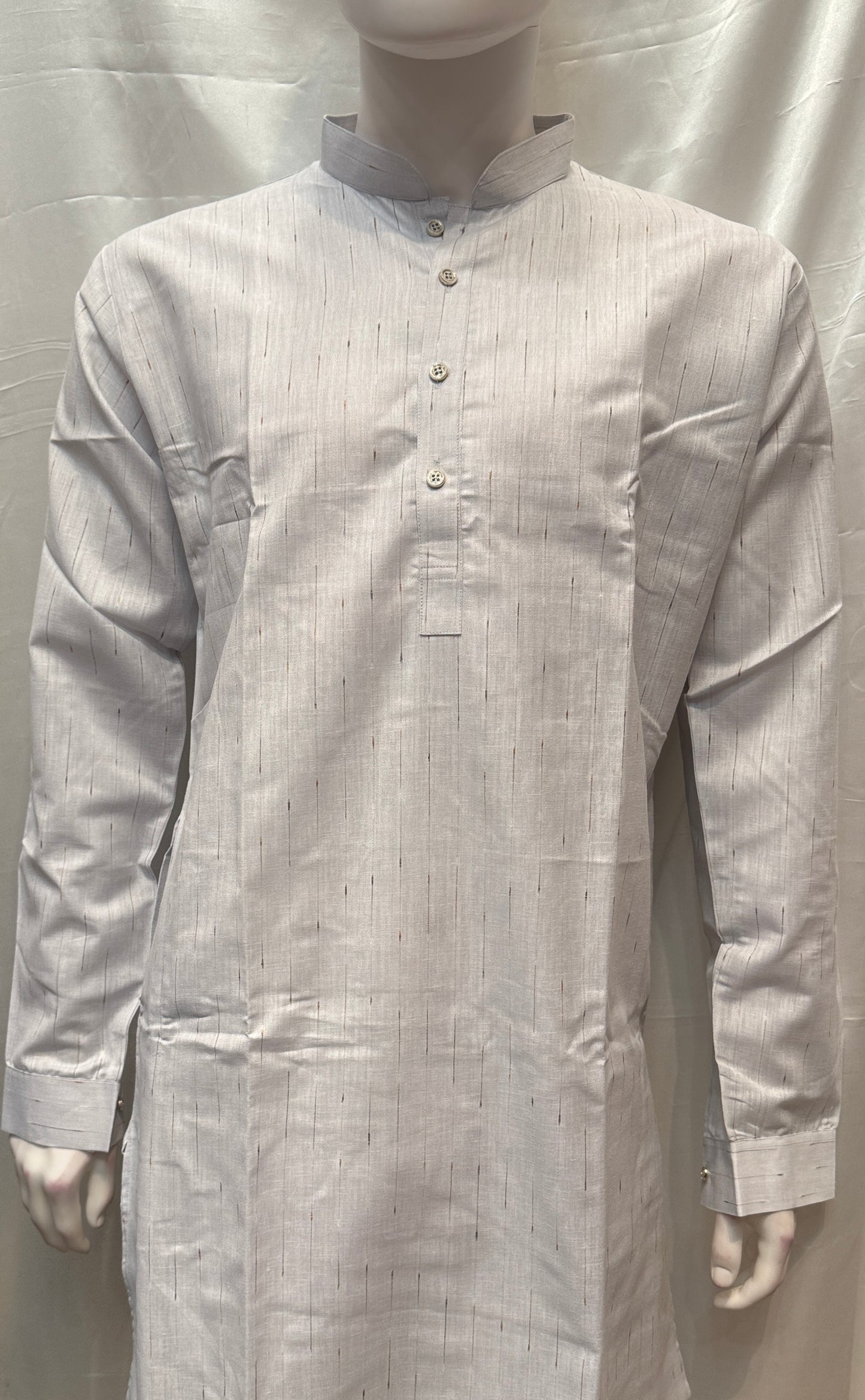 Delightful Gray Color Cotton Kurta With Pajama For Men
