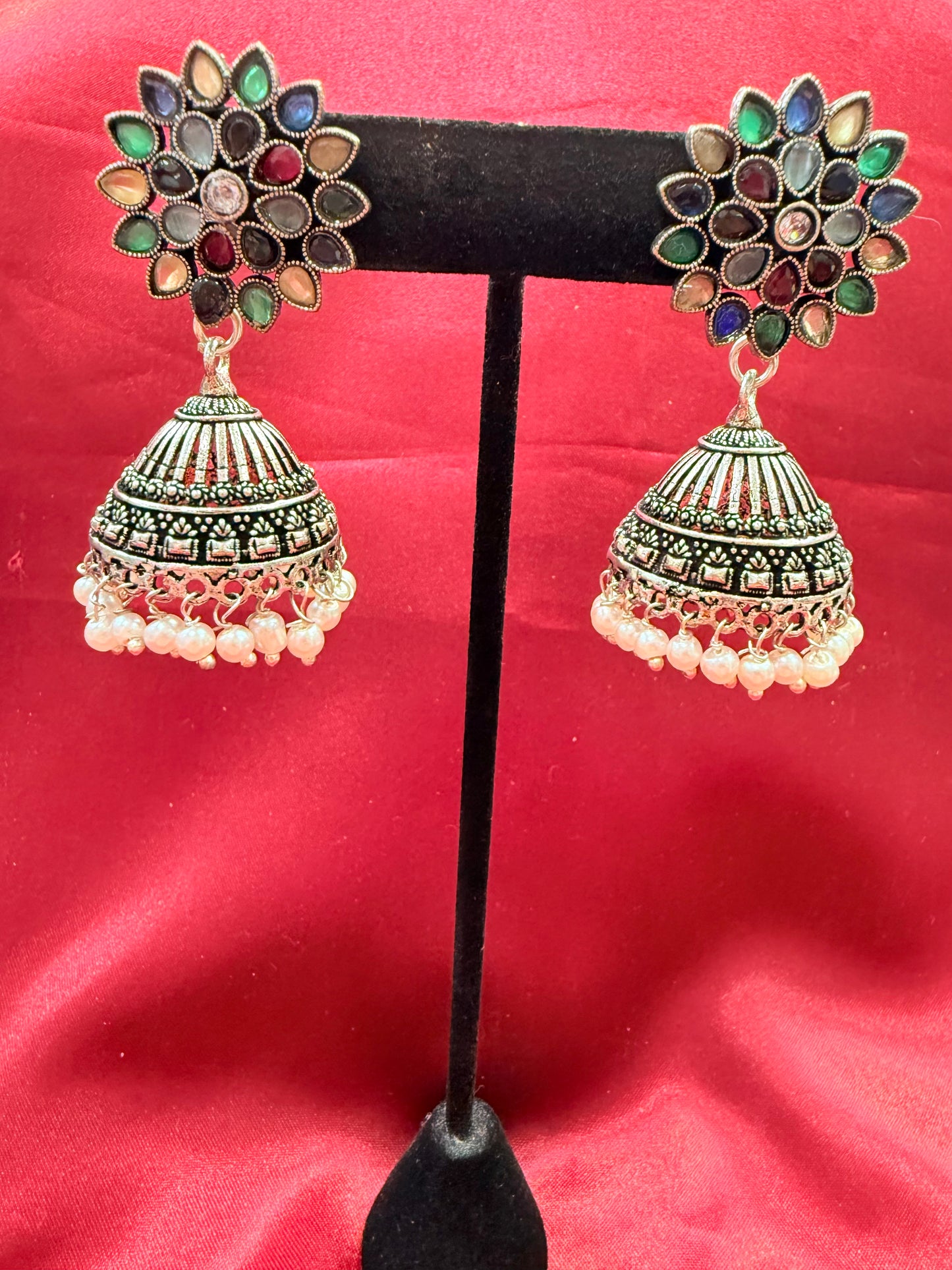 Attractive Beautiful Multicolor Earrings Oxidized Pearls Drop Earrings For Women