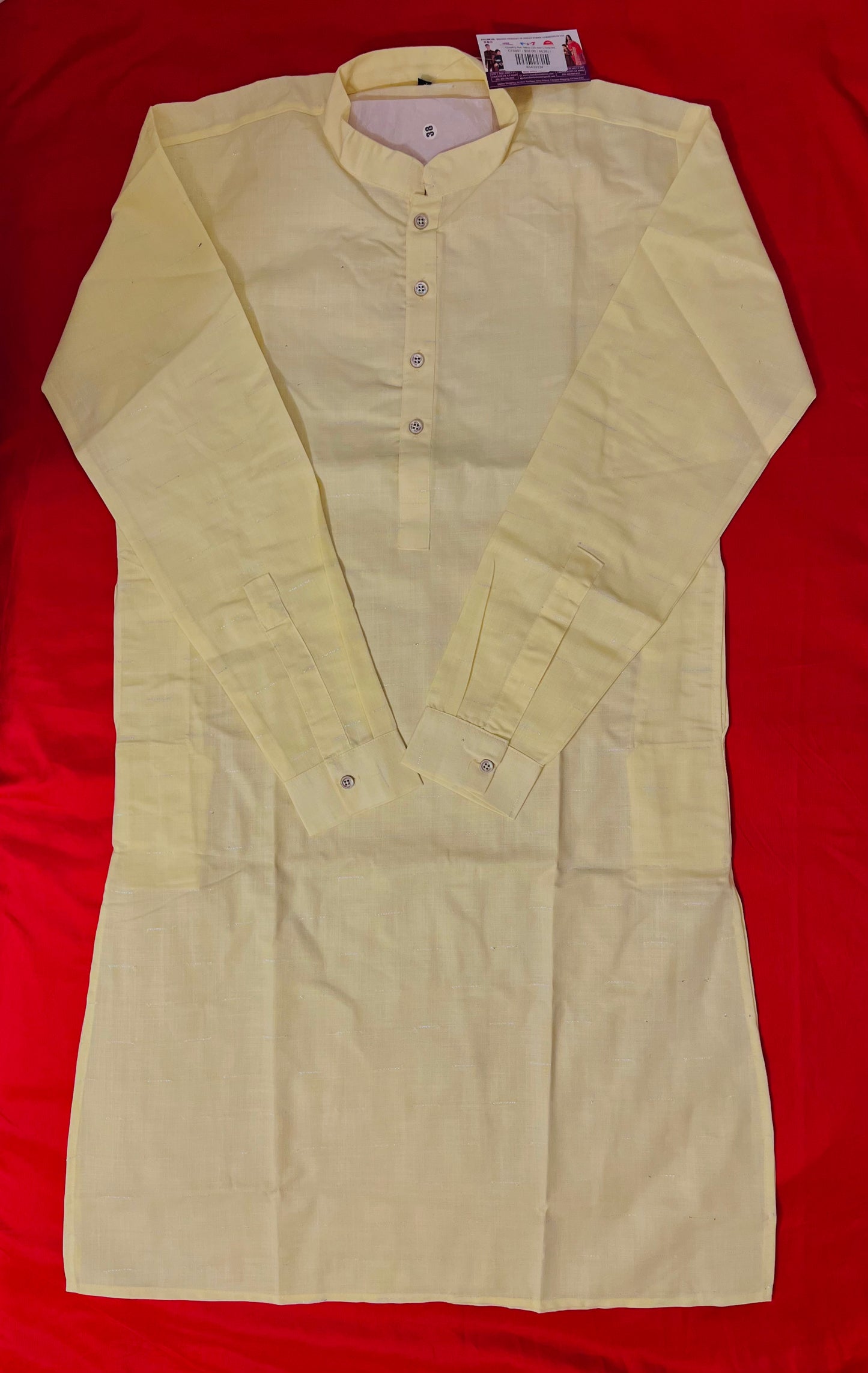 Plain Yellow Color Men's Kurta With Pajama Pant In USA