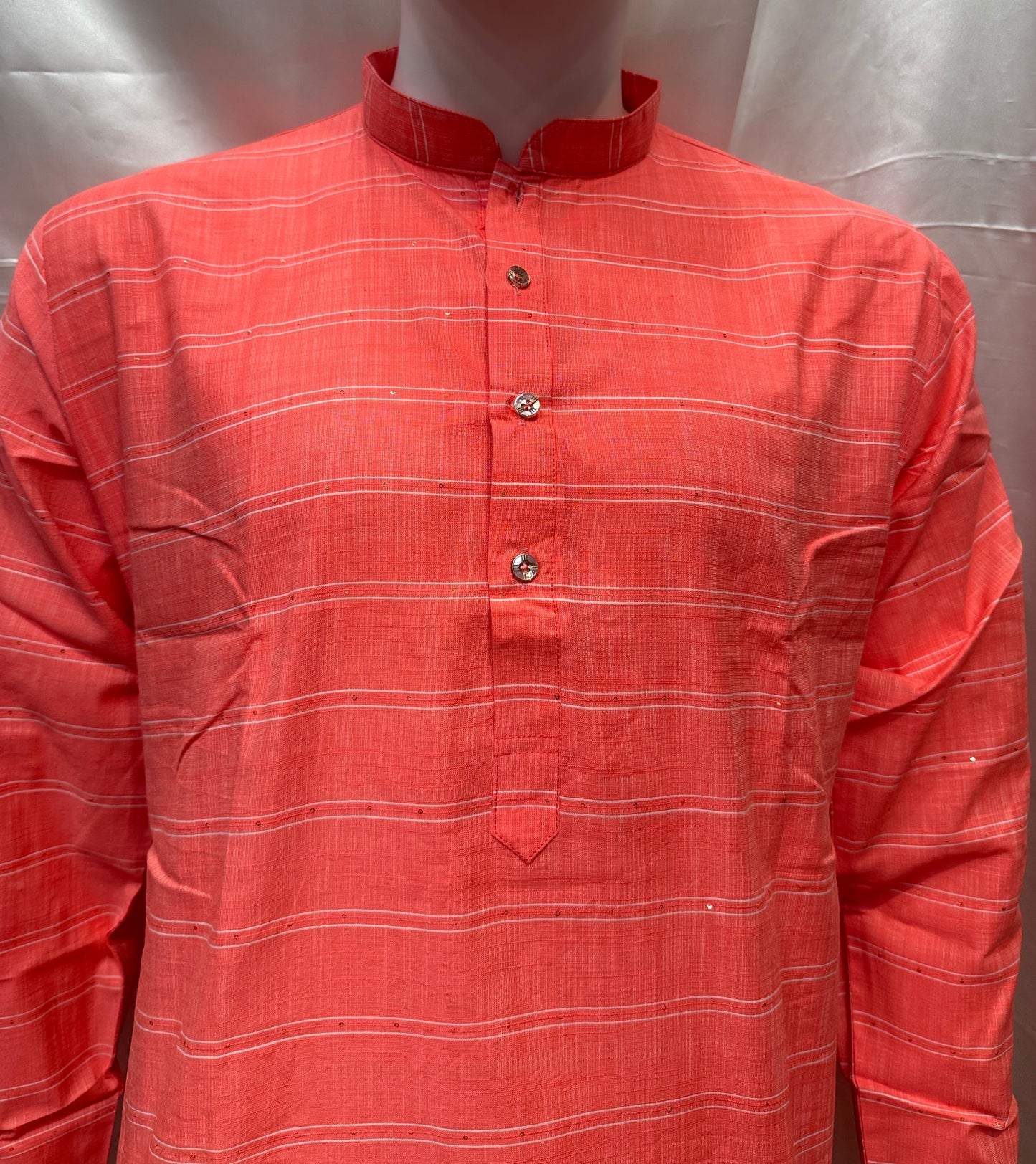 Alluring Pink Color Cotton Kurta With Pajama For Men