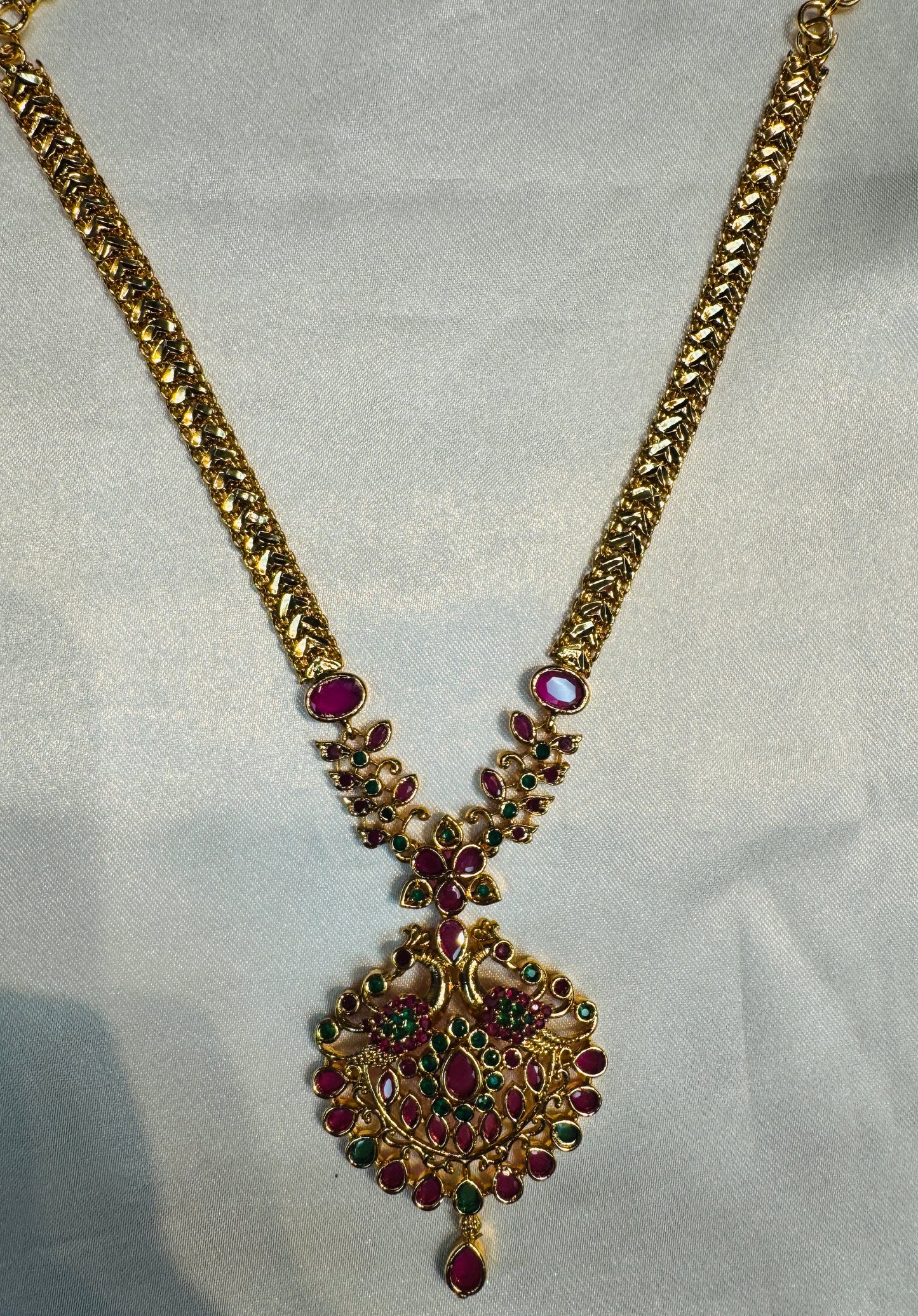Attractive Gold Plated Multicolor Stones Two Step Necklaces