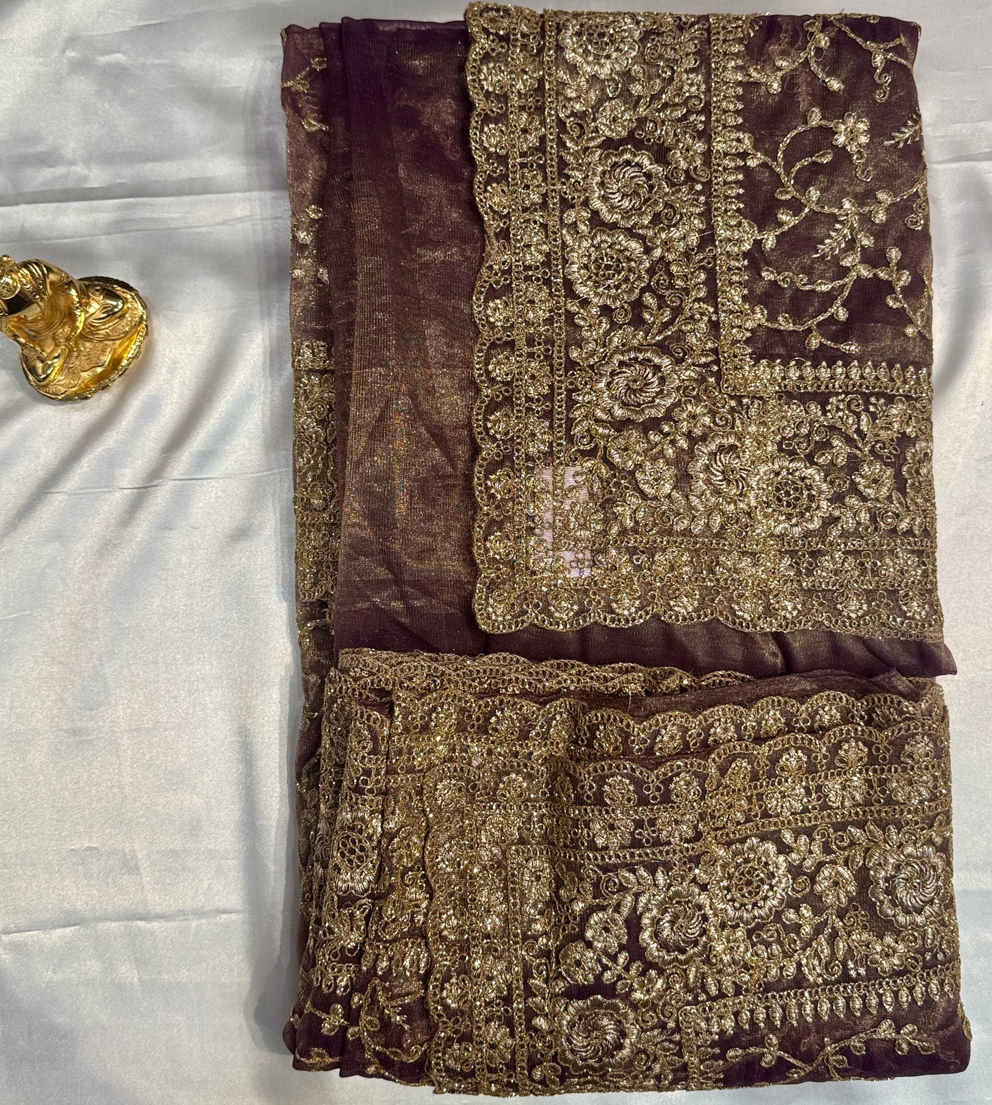 Magnificent Light Wine Color With Soft Net Embroidered Work Fancy Saree - PREMIUM QUALITY