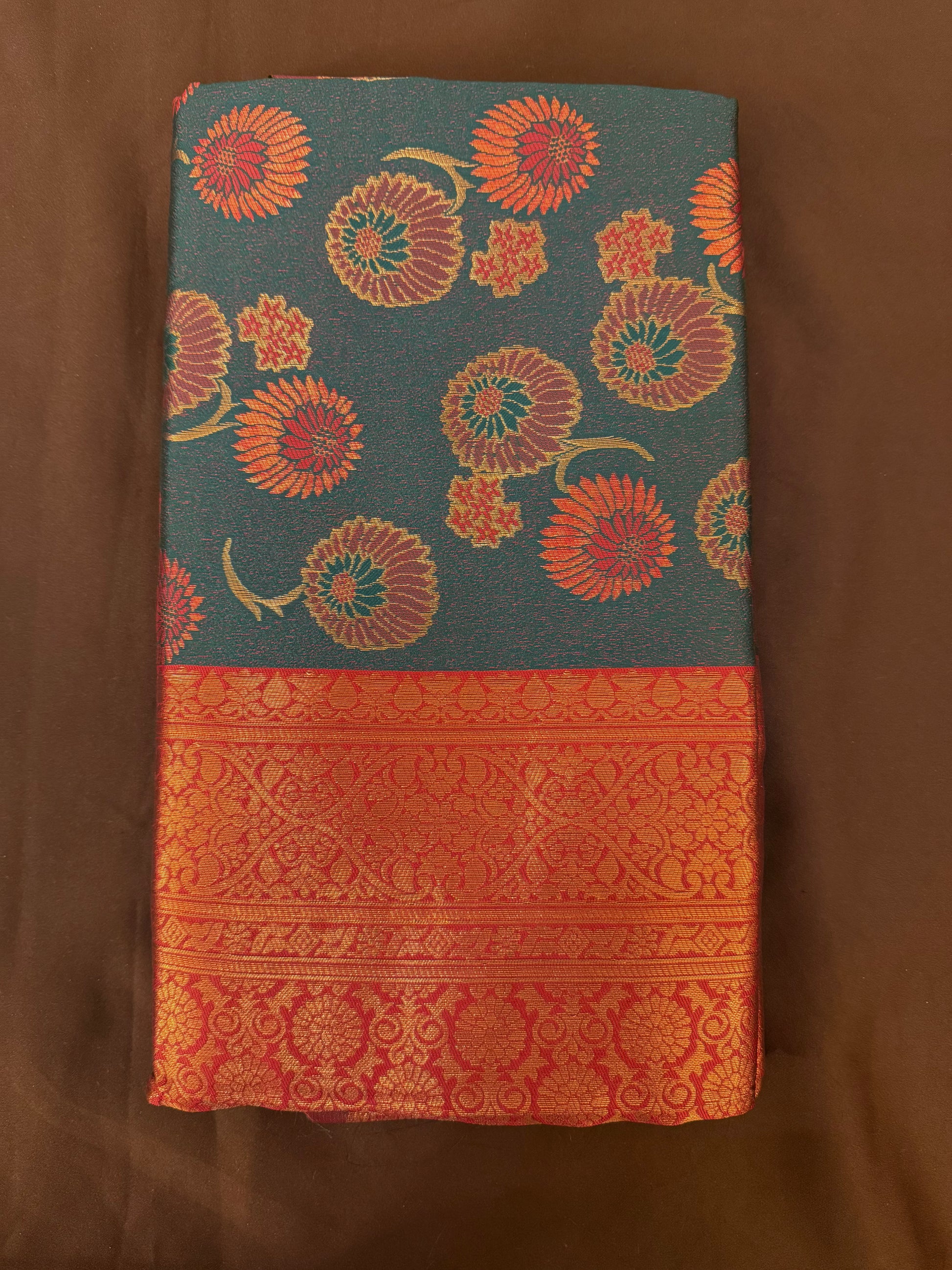 Attractive Dark Green Color Kora Muslin Saree With Contrast Border For Women